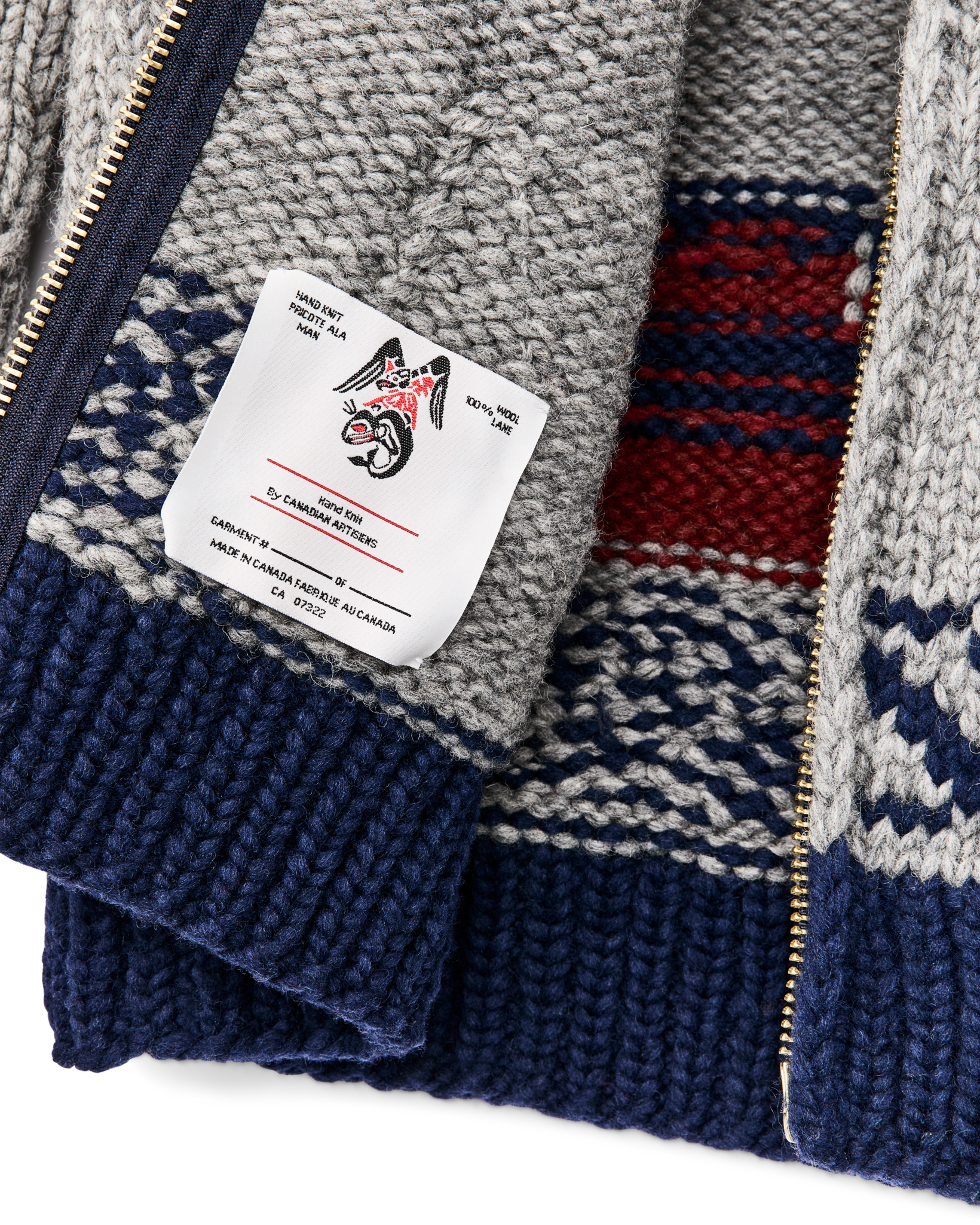 Handmade Full-zip Sweater - Heather Gray / Fishing Boat - Image 6