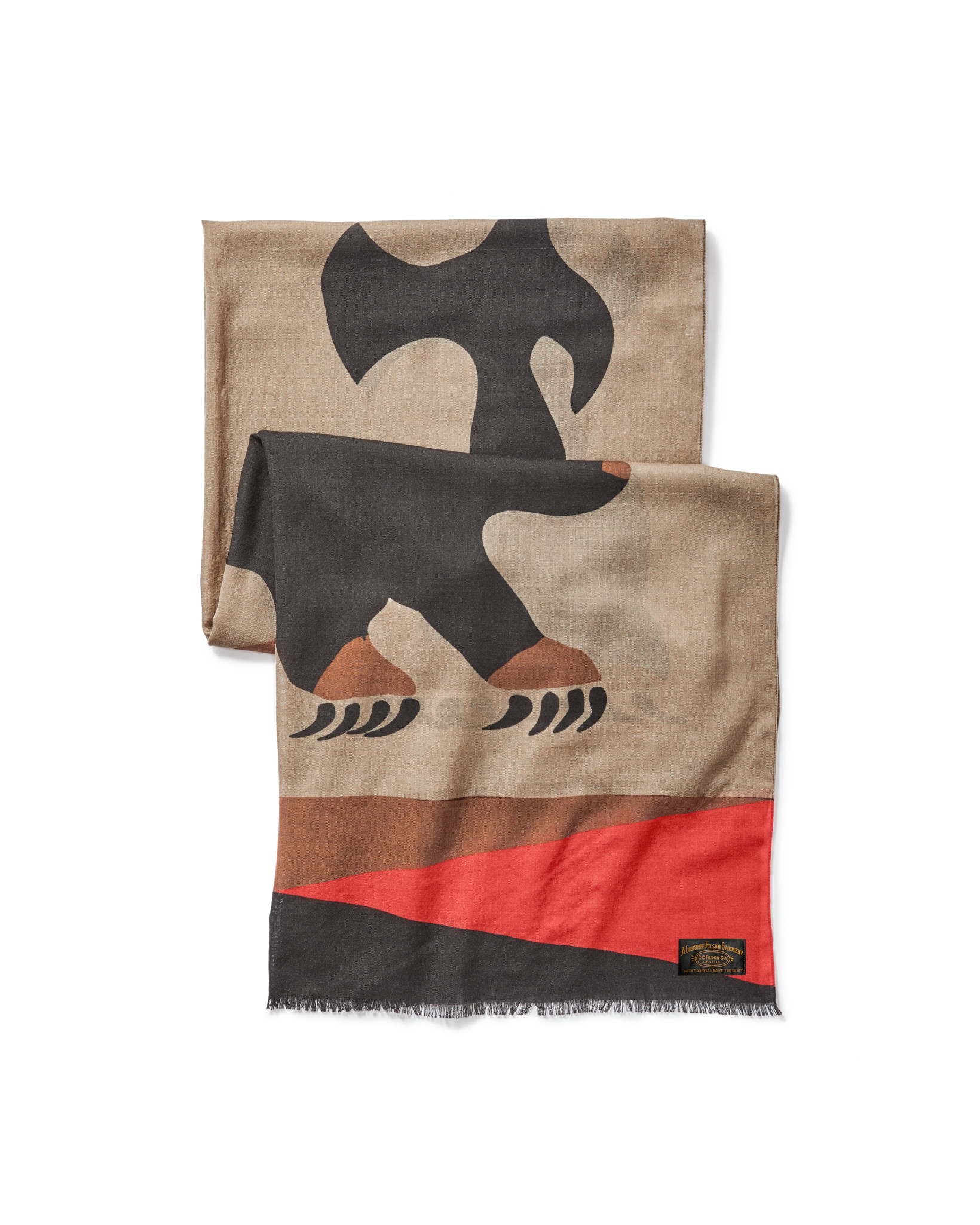 Black Bear Wool Blend Scarf - Black - Image 2