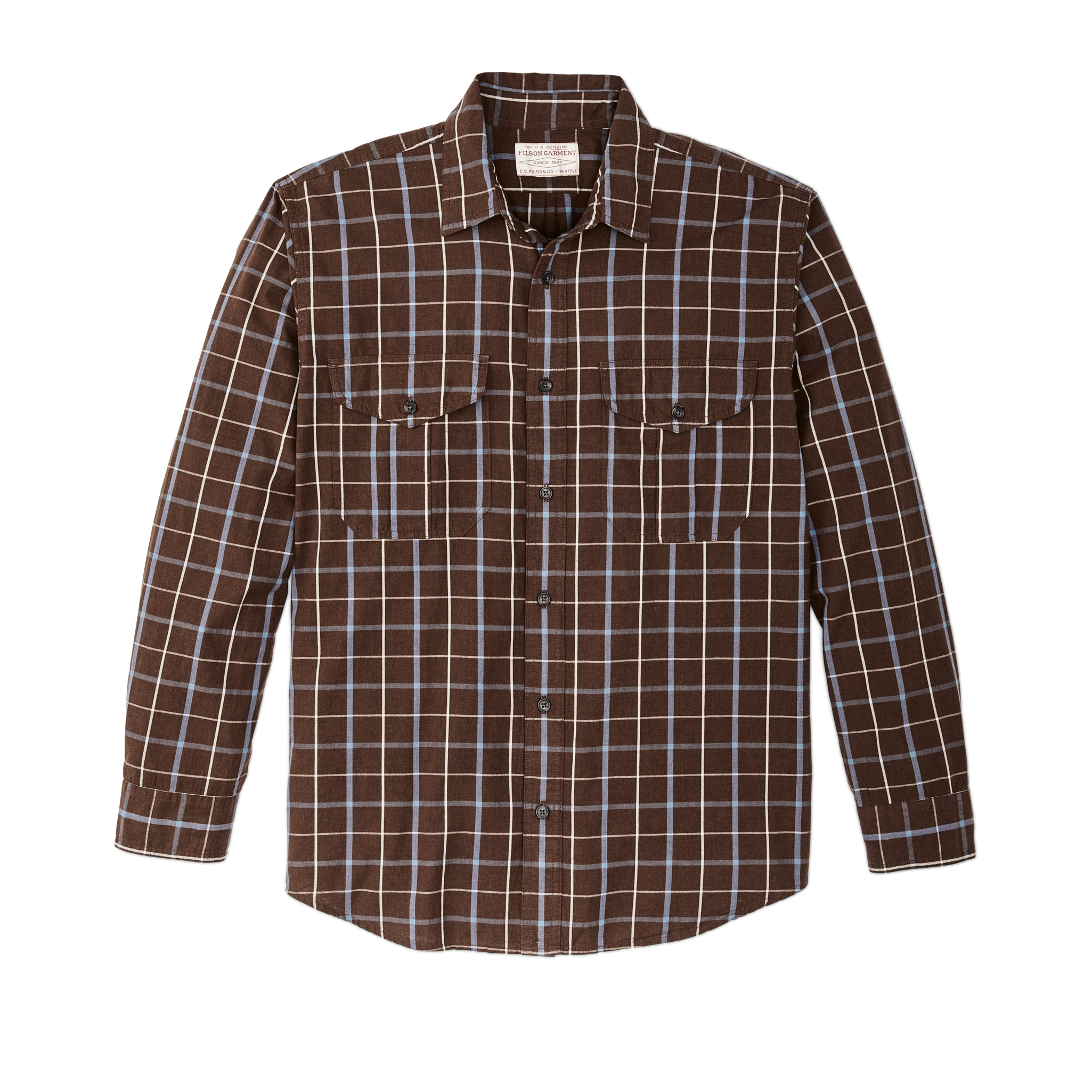 Filson's Washed Feather Cloth Shirt - Brown / Blue / White Tattersall