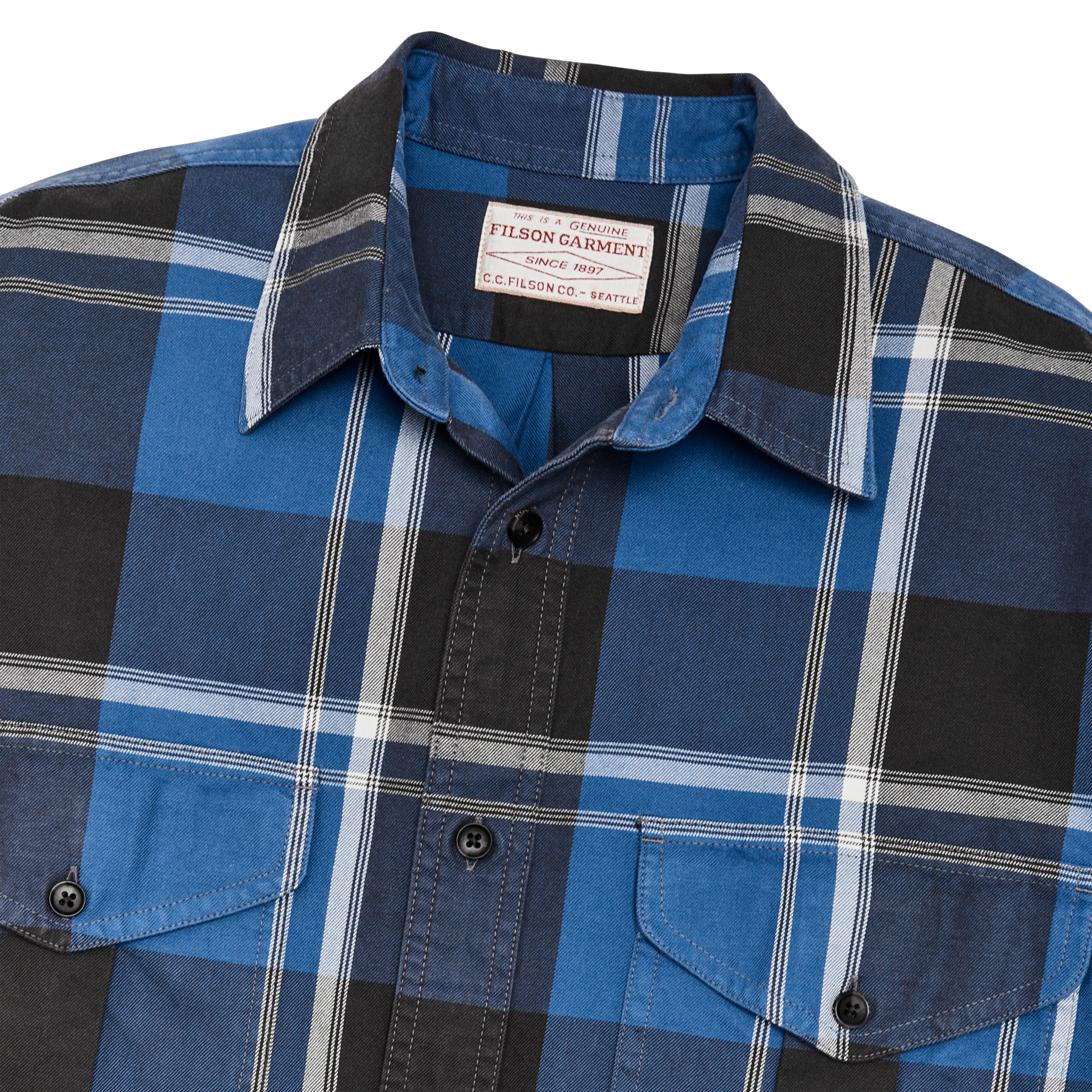 Lightweight Alaskan Guide Shirt - Blue / Faded Black / White Plaid - Image 3