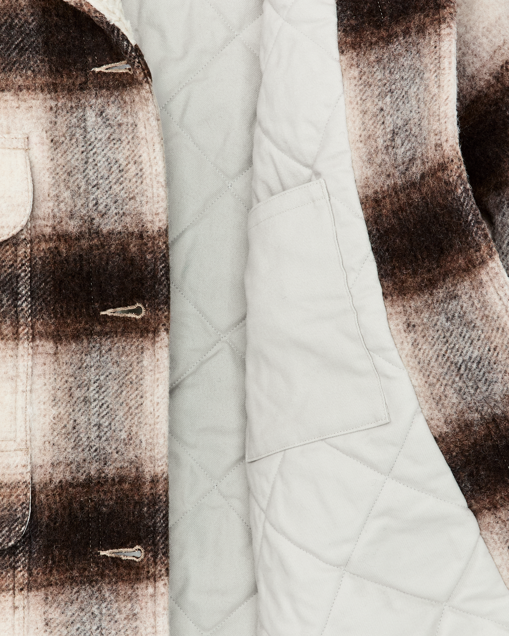 Women's Kodiak Shawl Collar Coat - Cream / Brown Shadow Plaid - Image 9
