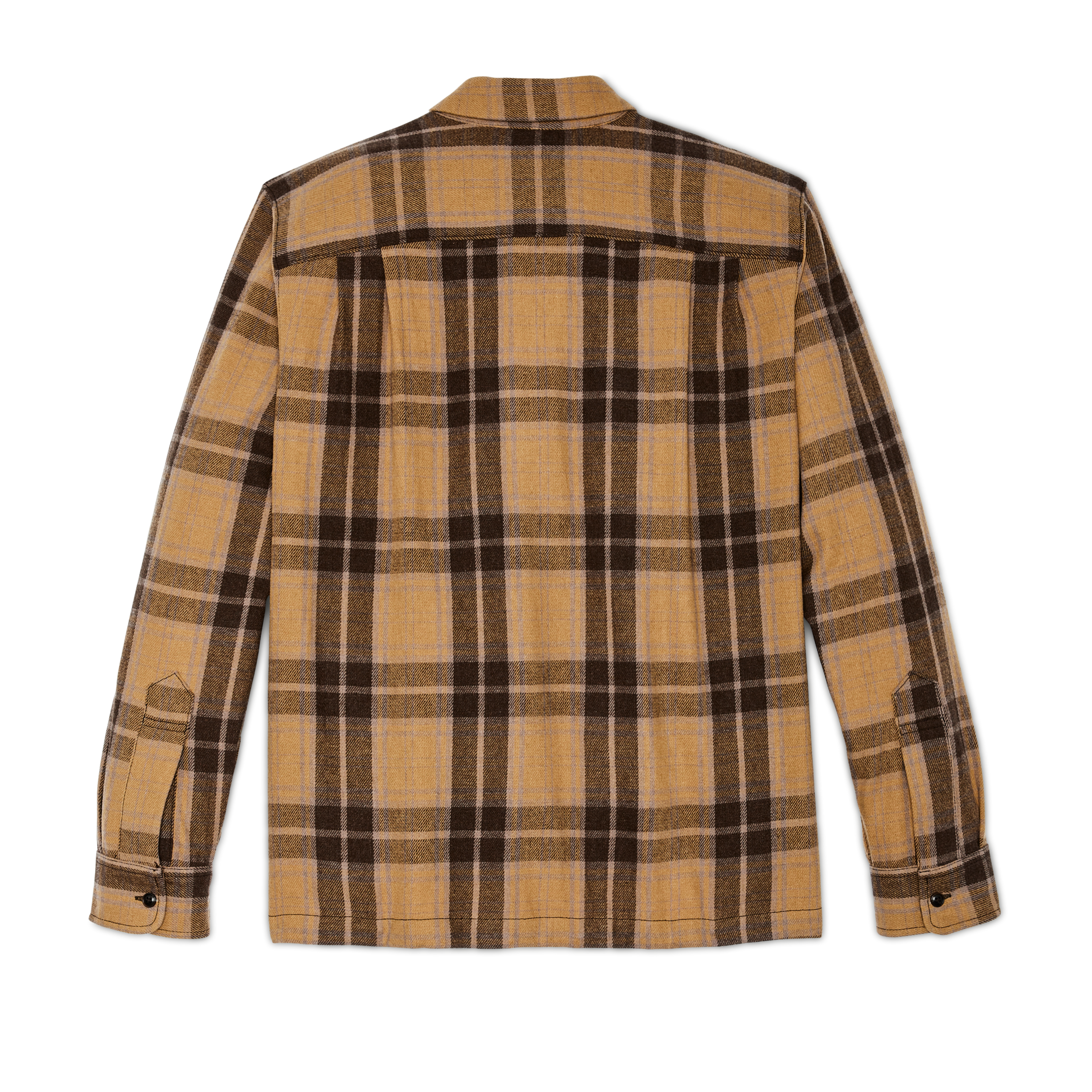 Buckner Wool Camp Shirt - Ochre / Faded Brown Plaid - Image 4