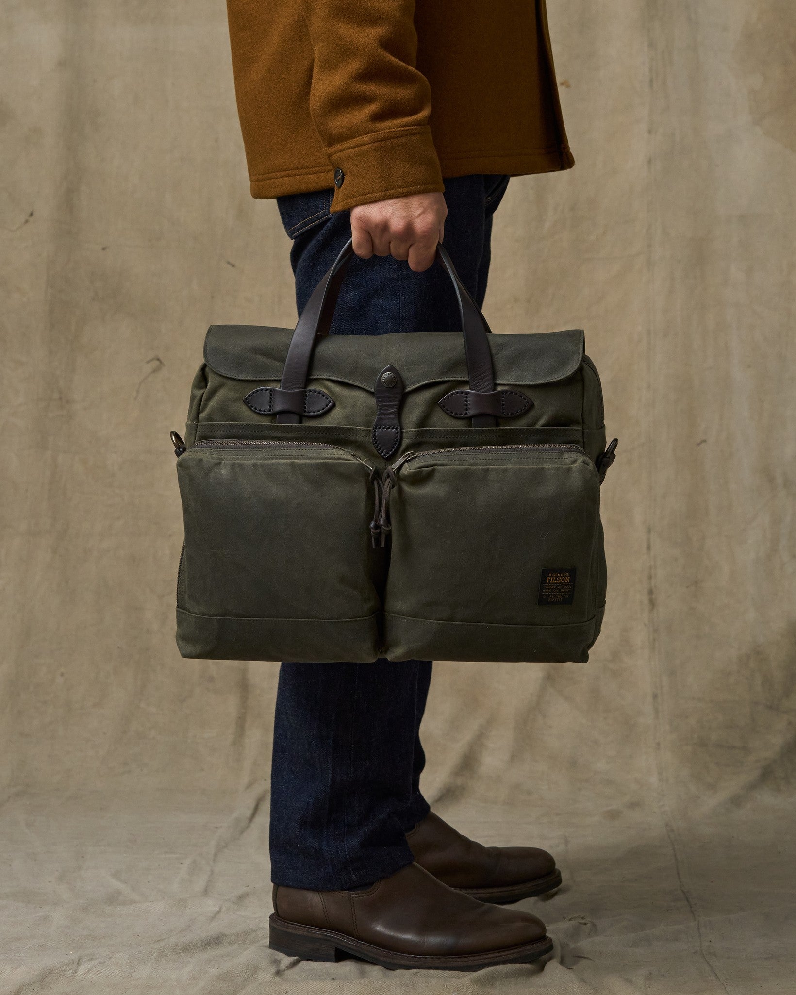24 Hour Tin Cloth Briefcase - Otter Green - Image 11