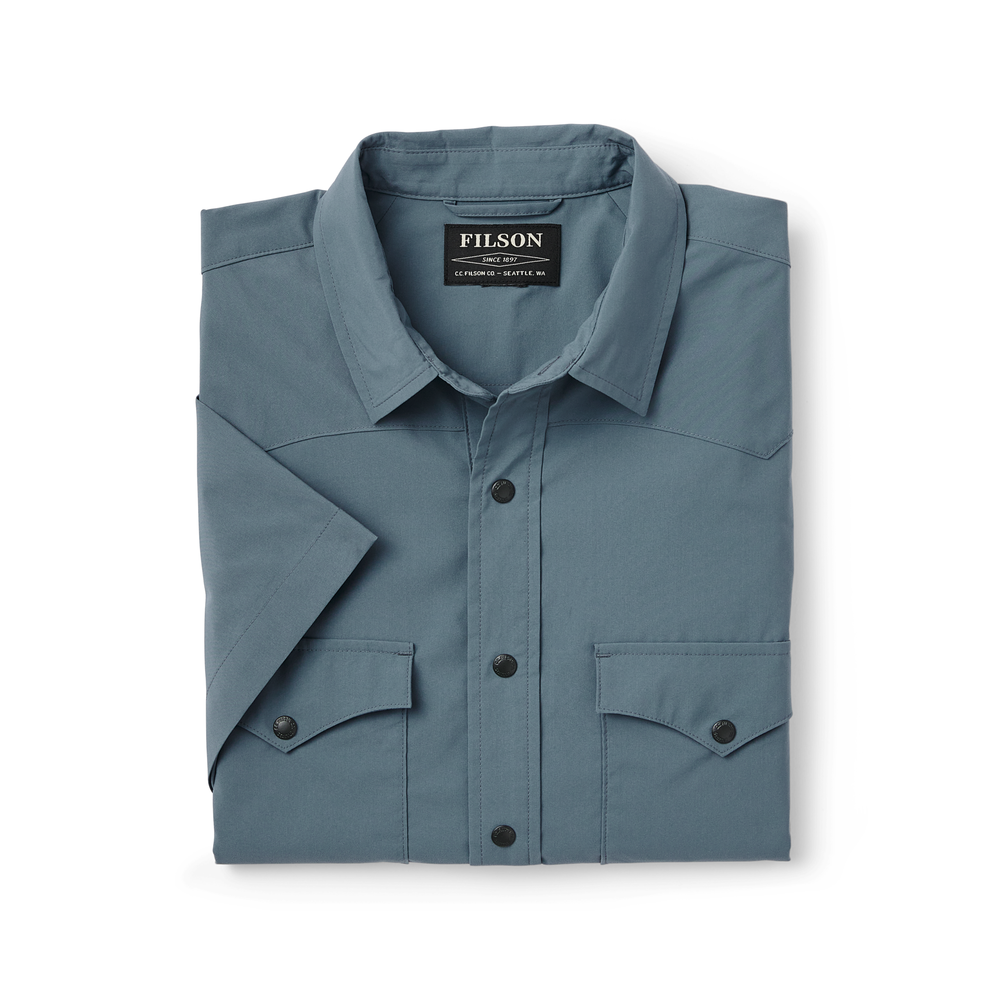 Twin Lakes Short Sleeve Snap Front Shirt - Slate Blue - Image 3