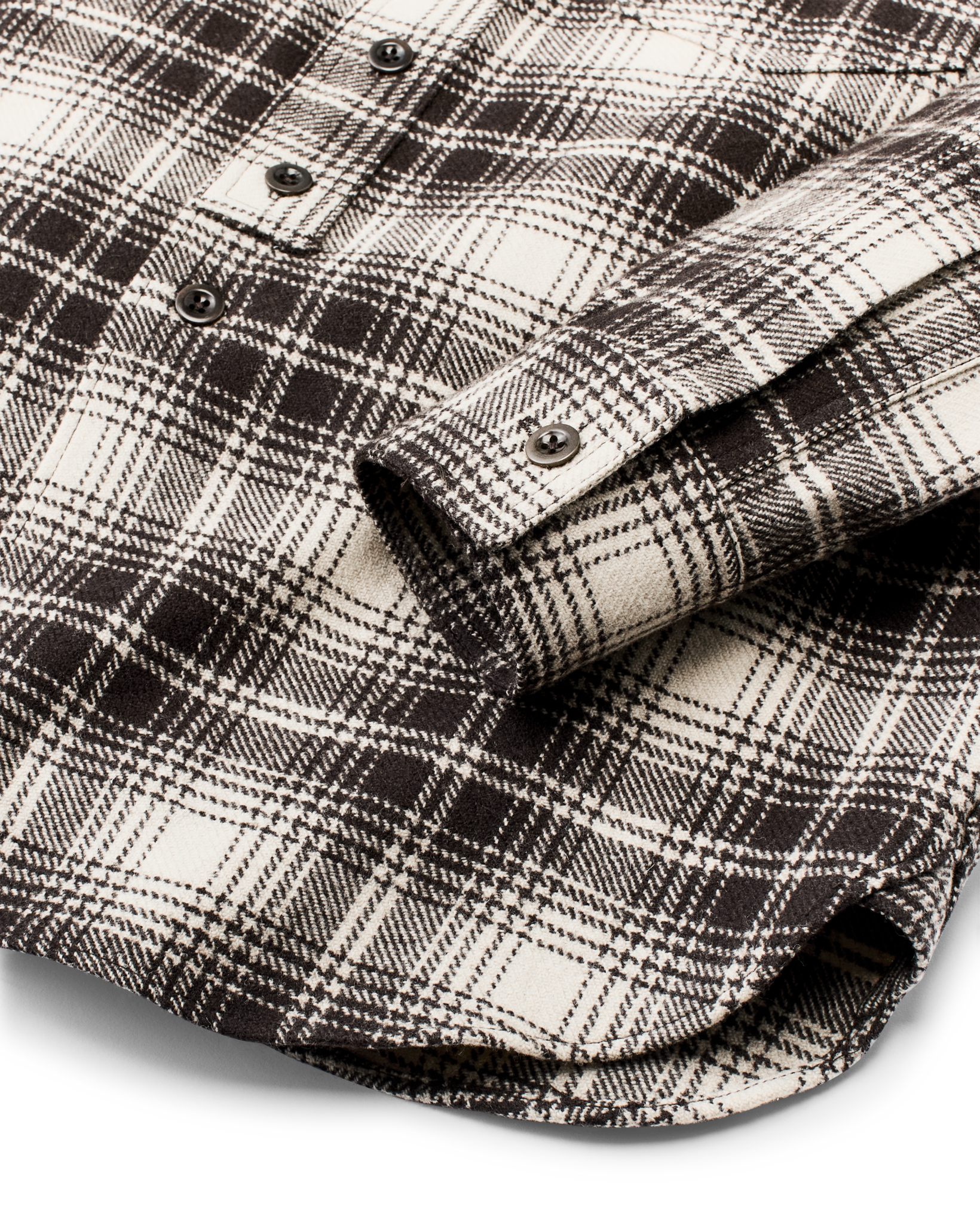 1922 Archive Wool Shirt - Cream / Dark Brown Plaid - Image 4