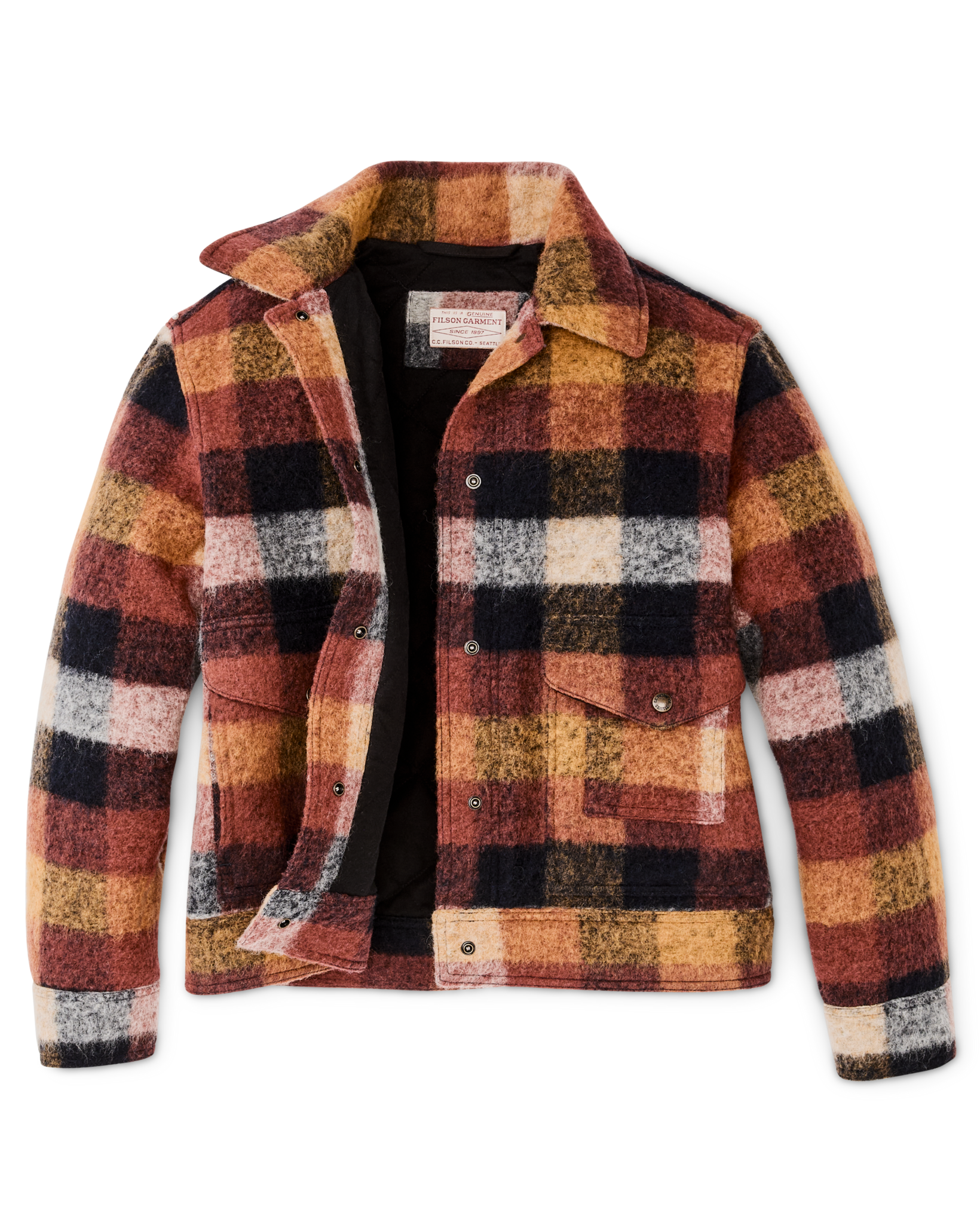 Women's Blanket Wool Heritage Jacket - Red / Orange / Black Plaid - Image 3