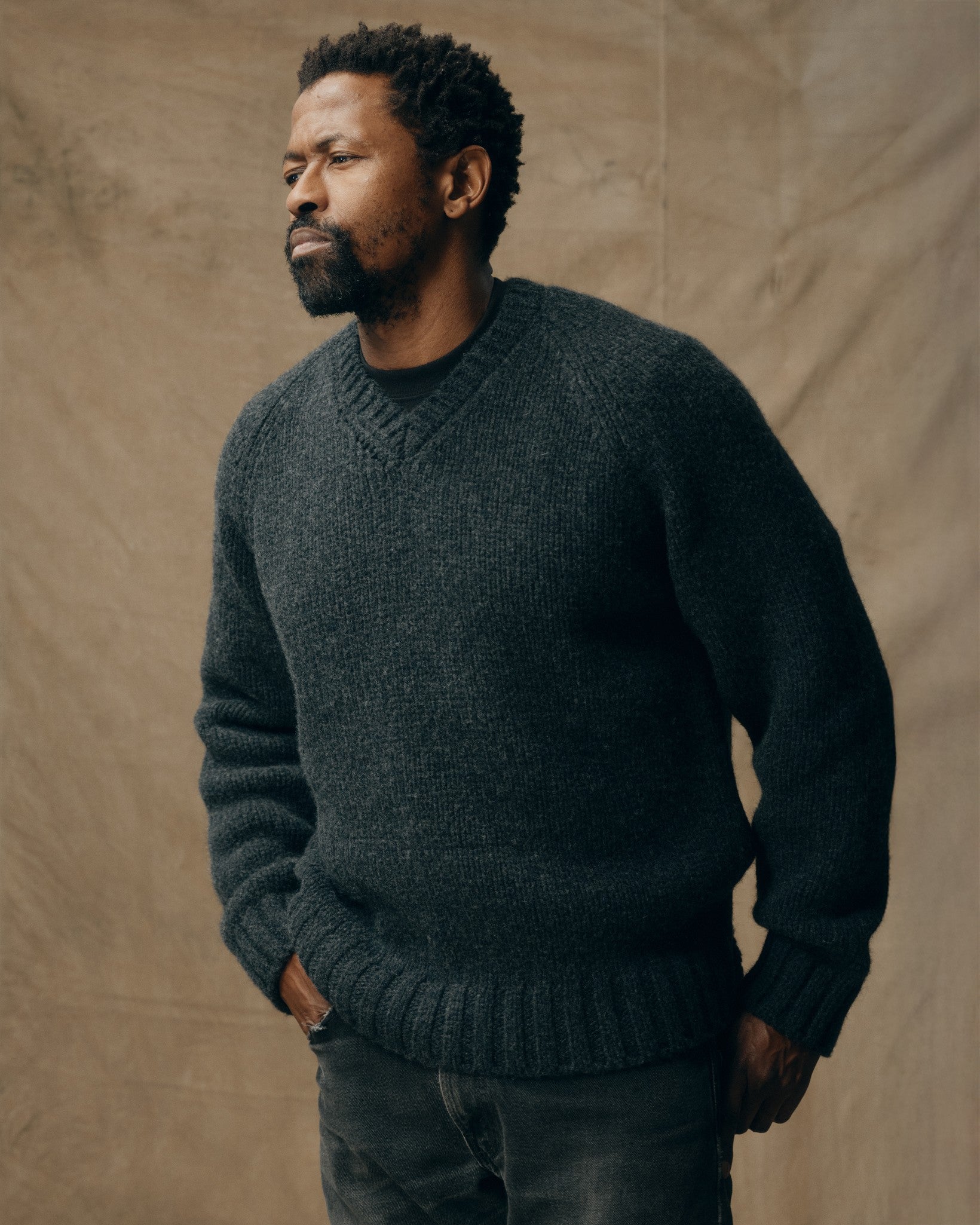 3-gauge Alpaca Blend Sweater - Black Heather - Image 2