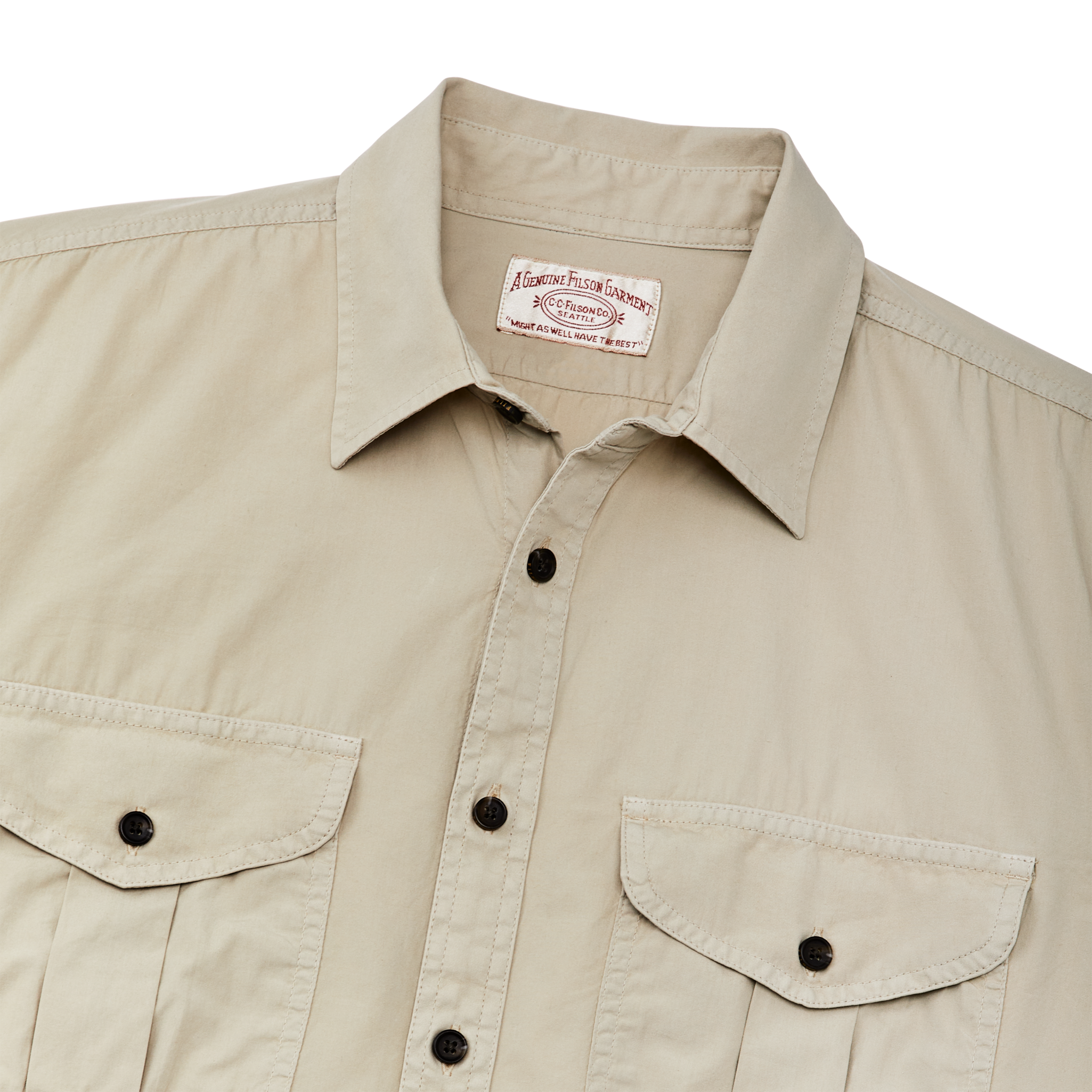 Filson's Washed Short Sleeve Feather Cloth Shirt - River Rock - Image 4
