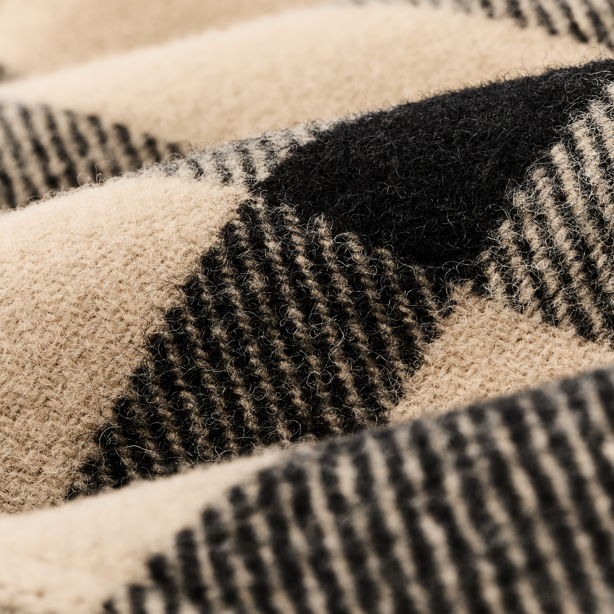 Women's Wool Long Cruiser Coat - Natural / Black Plaid - Image 9