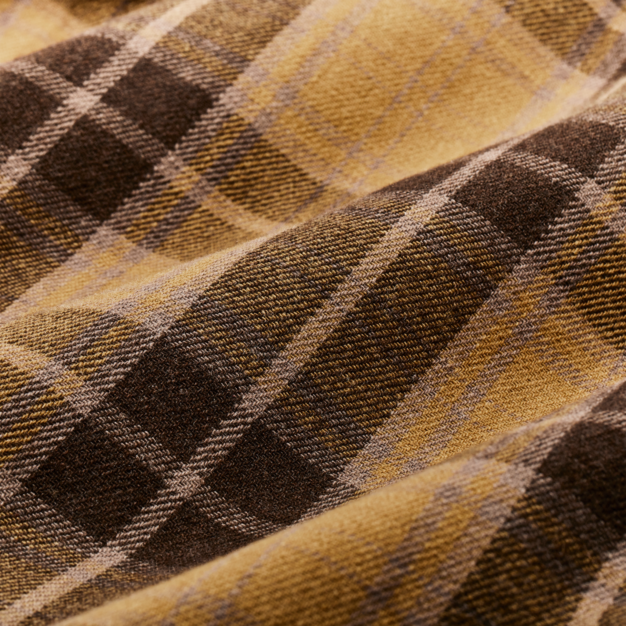 Buckner Wool Camp Shirt - Ochre / Faded Brown Plaid - Image 3