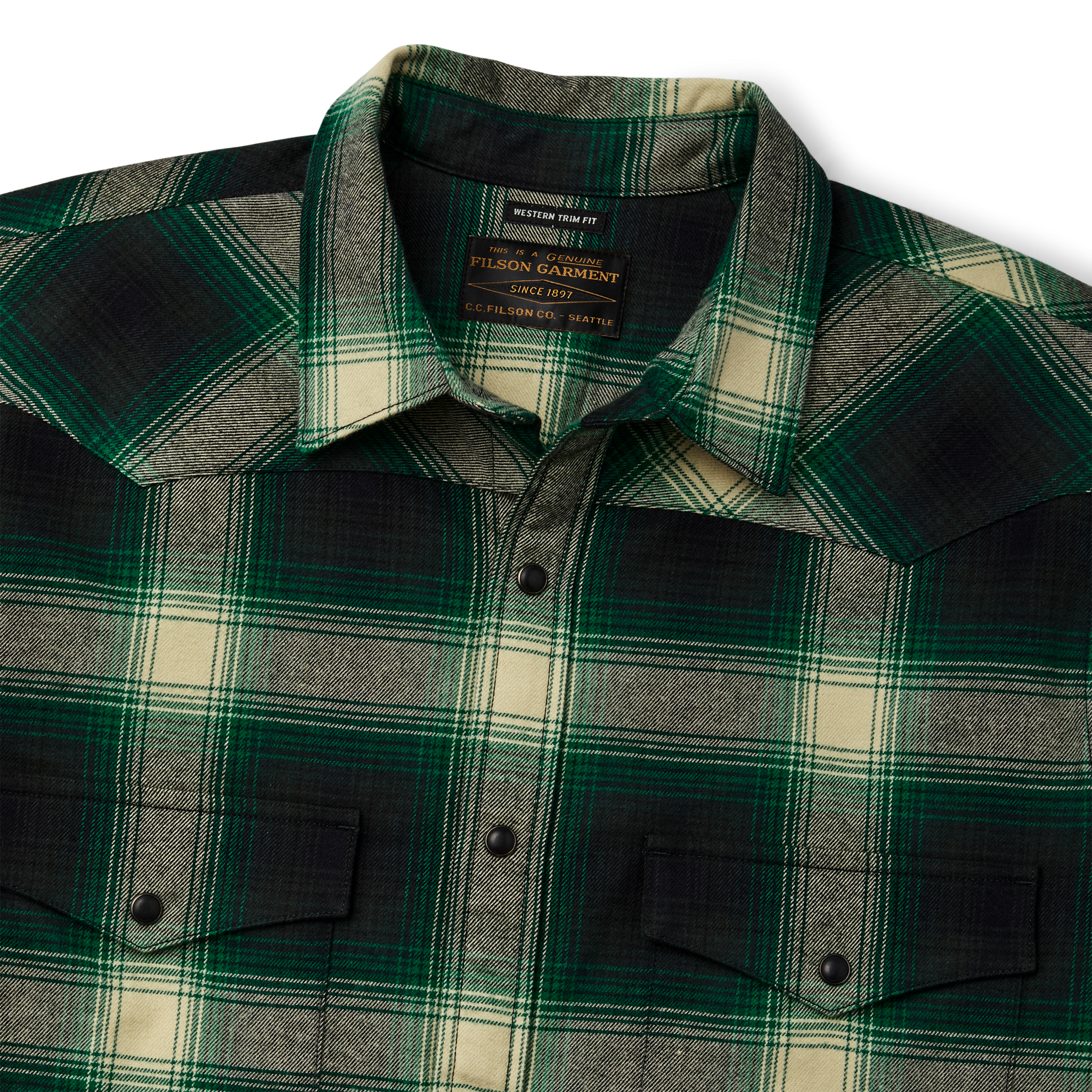 Western Flannel Shirt - Bottle Green Ombre - Image 4