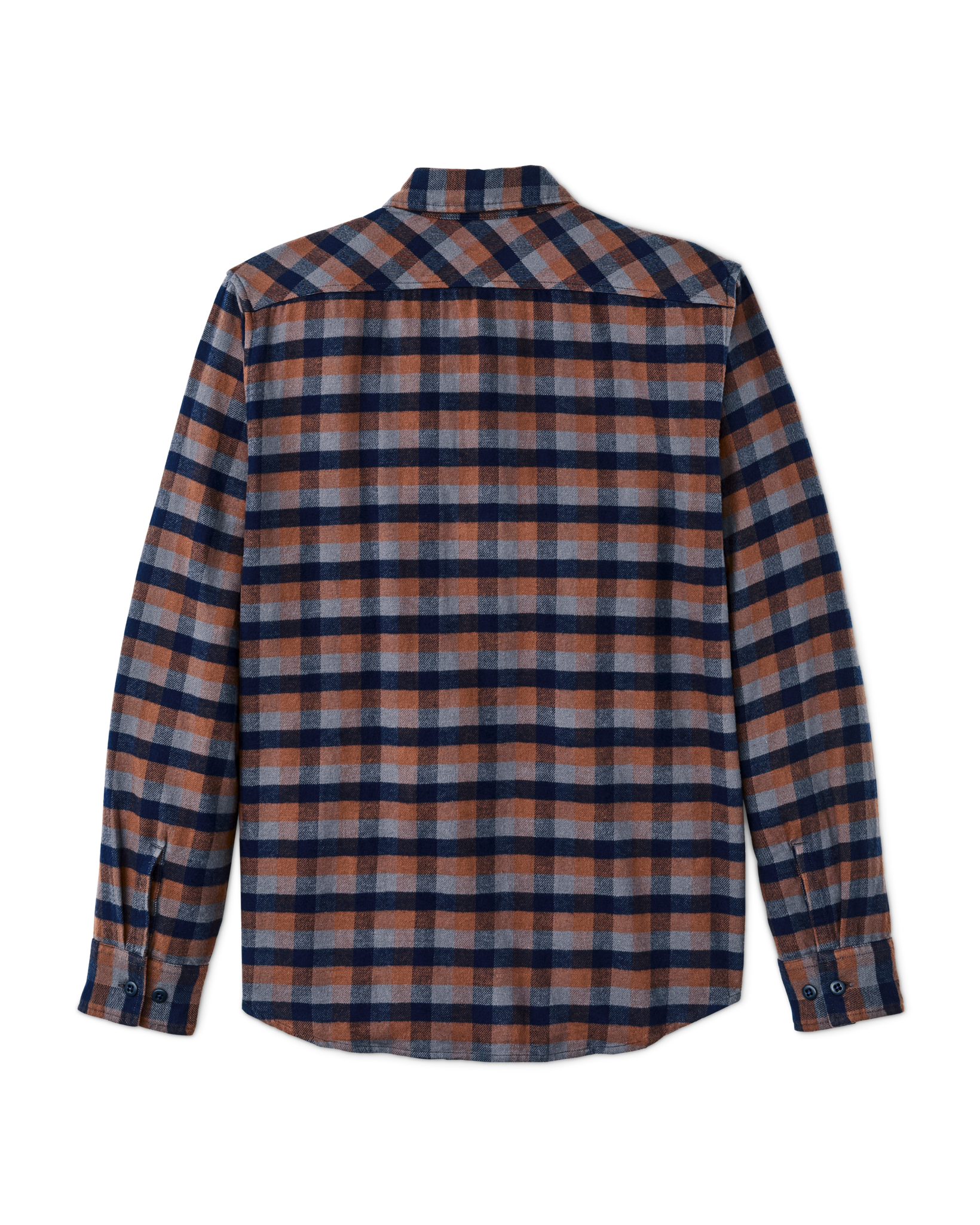 The Rangeland Flannel Shirt - Navy / Orange / Multi Check - Image 2