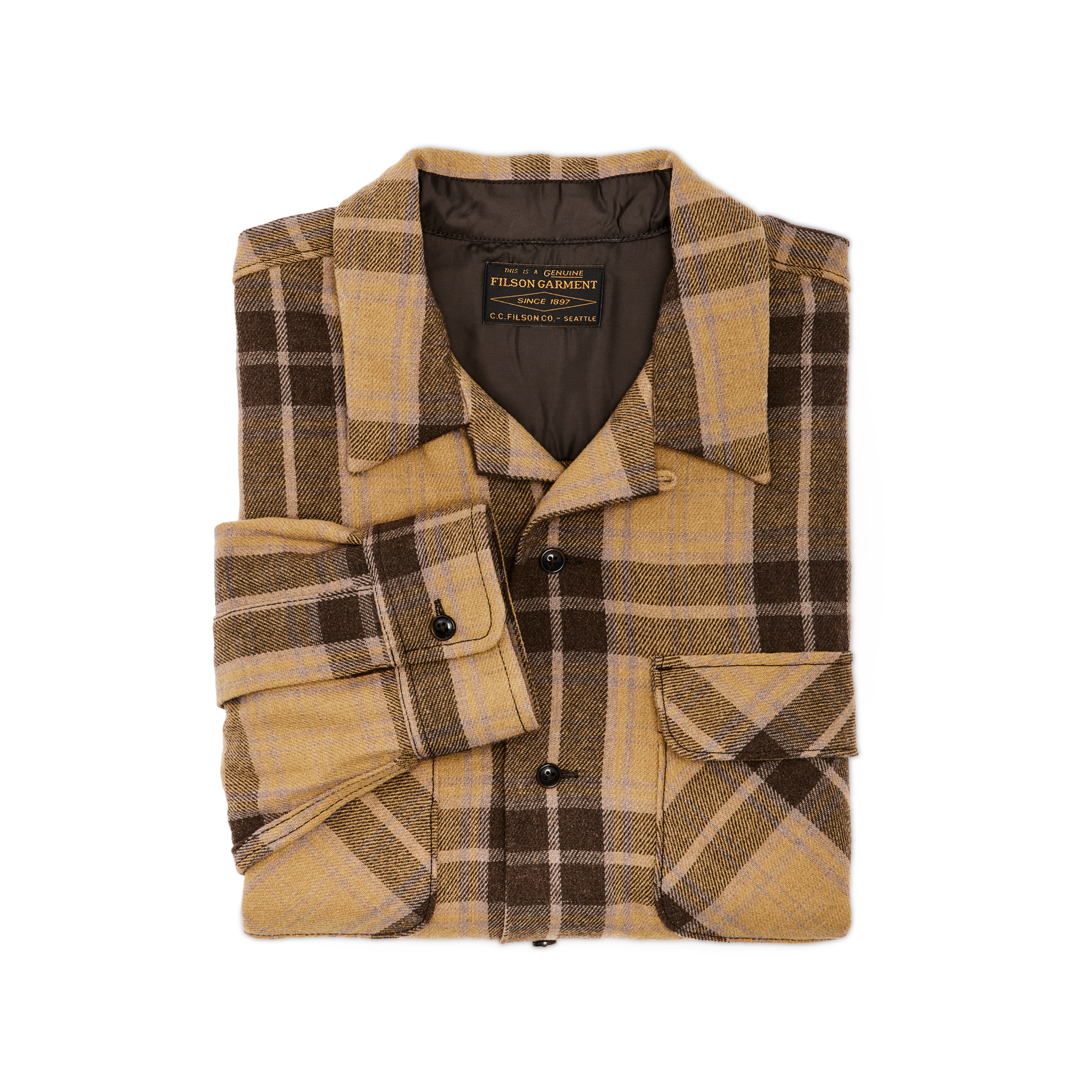 Buckner Wool Camp Shirt - Ochre / Faded Brown Plaid - Image 2