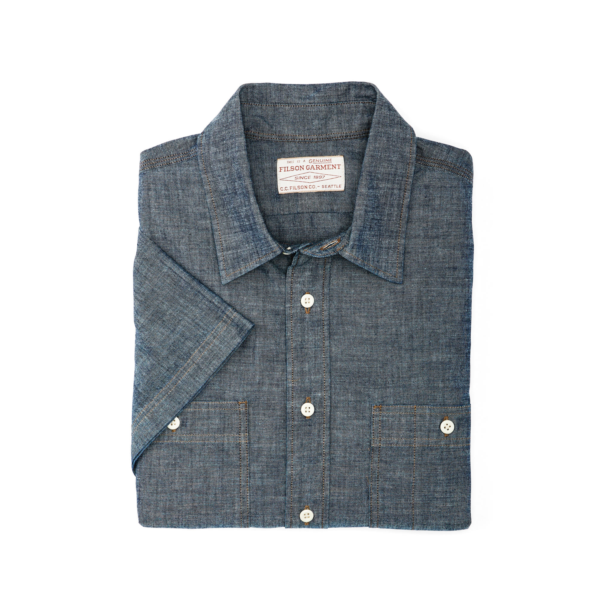 Short Sleeve Chambray Shirt - Indigo Chambray - Image 3