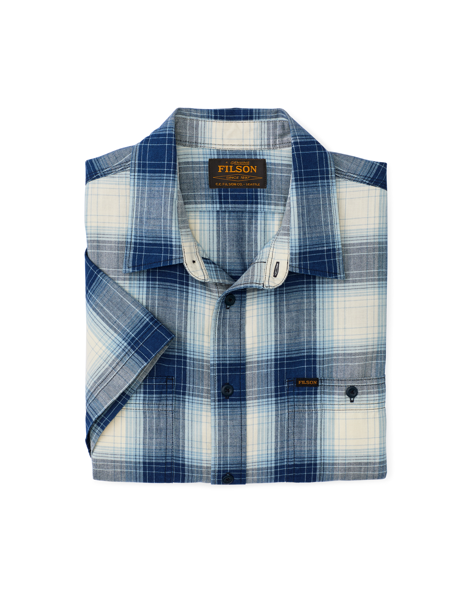 Short Sleeve Chambray Shirt - Indigo Chambray - Image 7