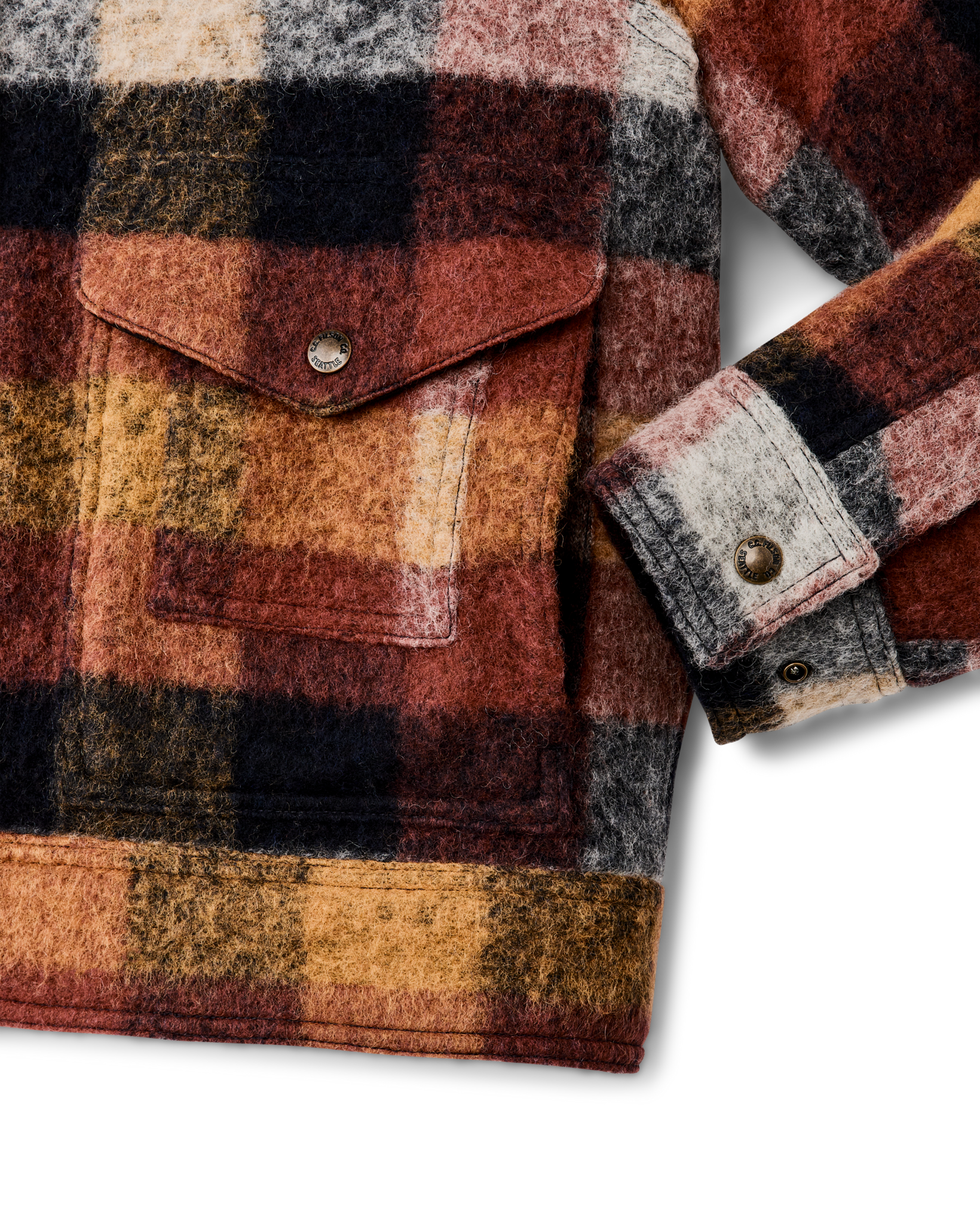 Women's Blanket Wool Heritage Jacket - Red / Orange / Black Plaid - Image 4