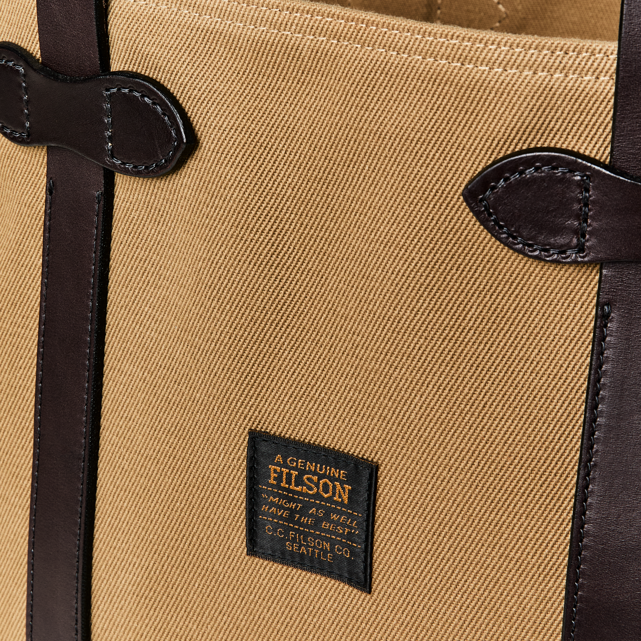 Rugged Twill Large Open Tote Bag - Tan - Image 4