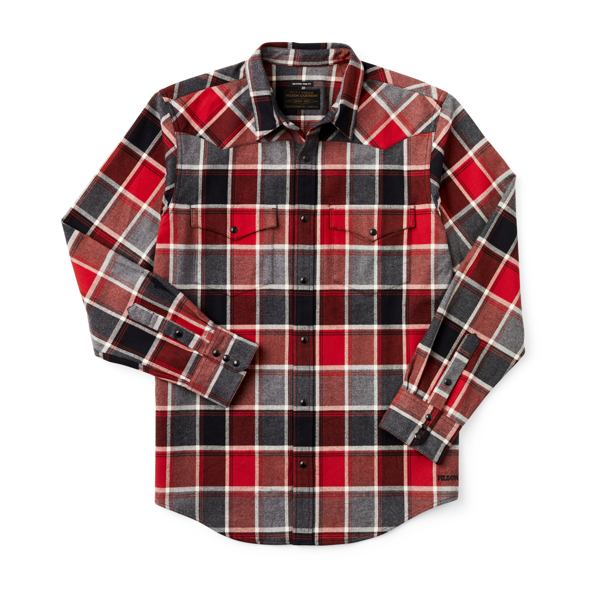 Western Flannel Shirt - Red / Dark Charcoal Plaid