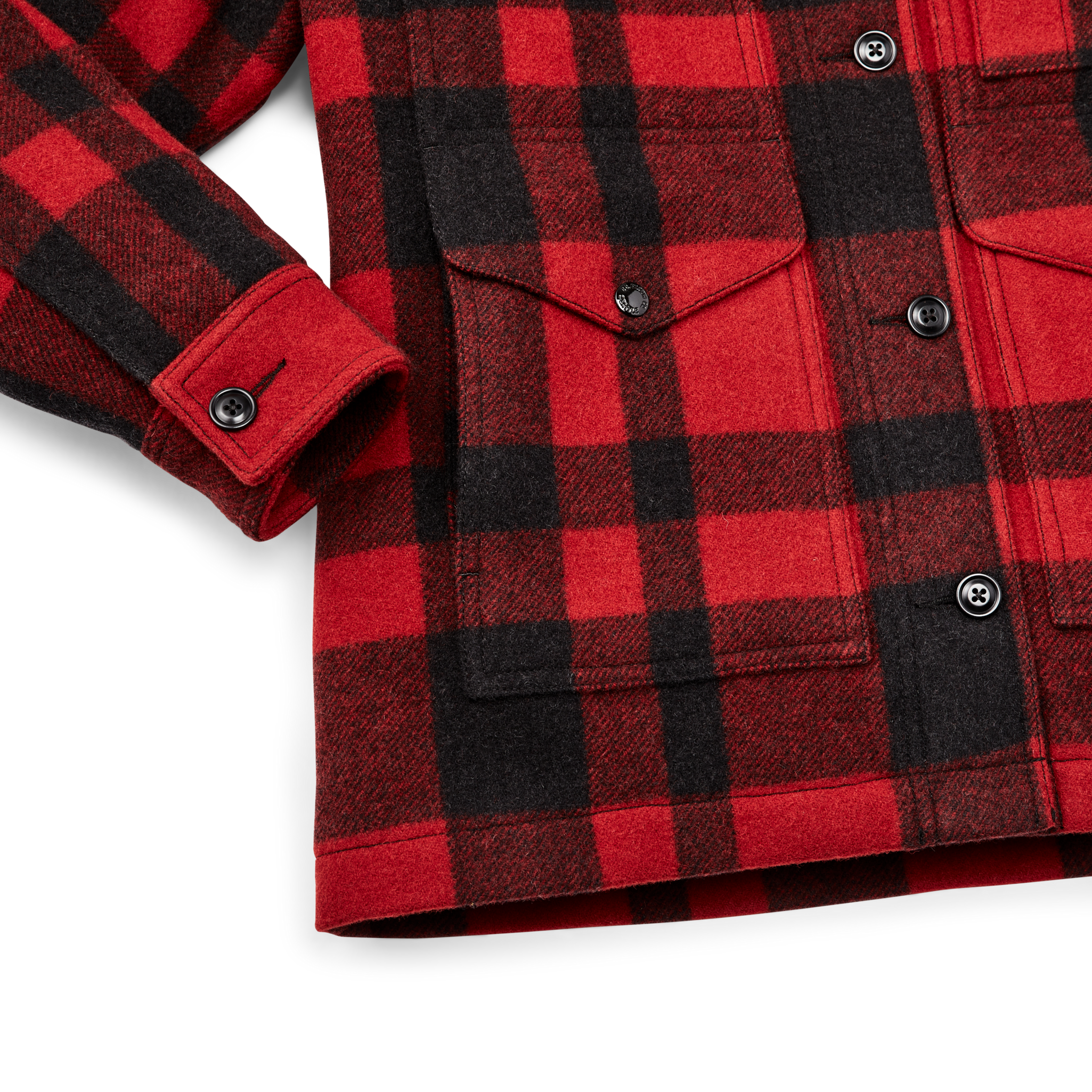 Women's Mackinaw Wool Cruiser Jacket - Red / Black Plaid - Image 5