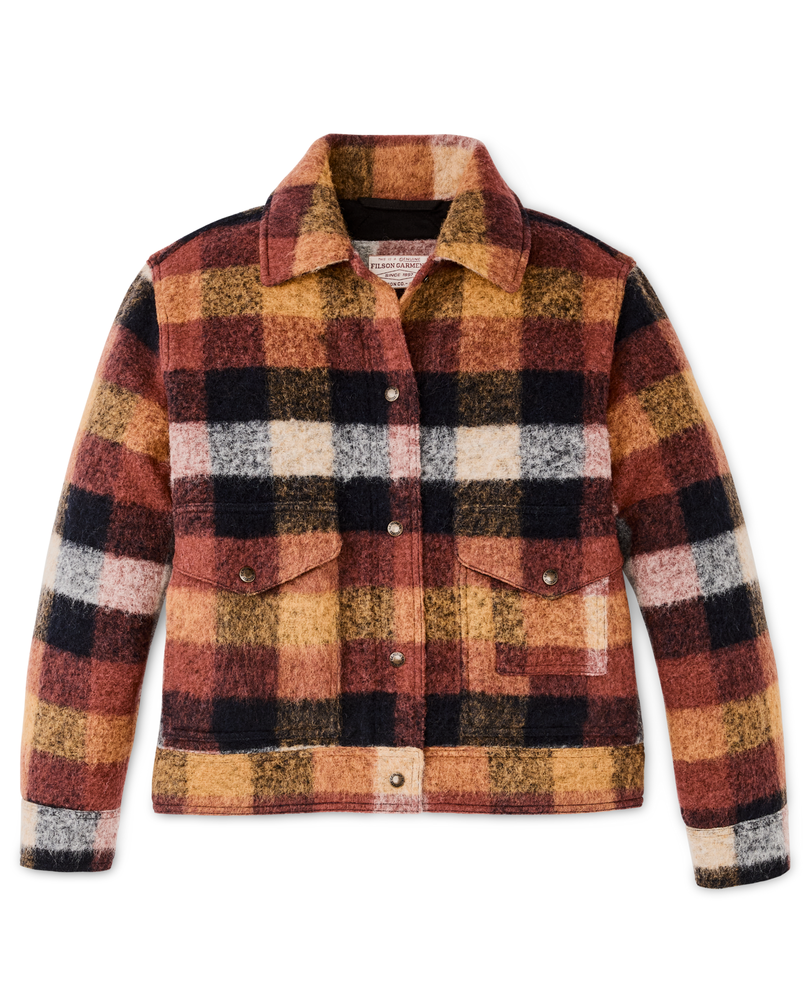 Women's Blanket Wool Heritage Jacket - Red / Orange / Black Plaid - Image 6