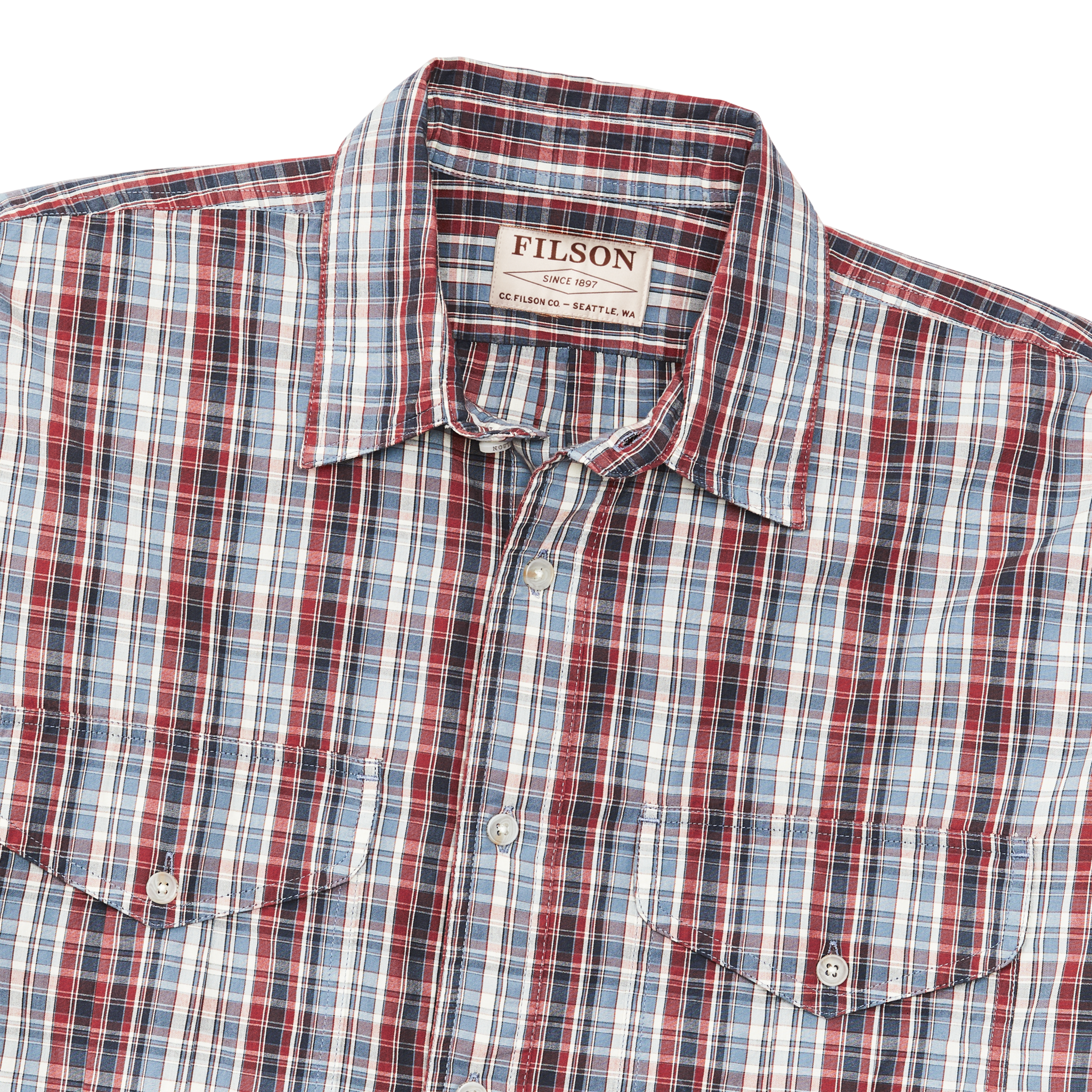 Filson's Washed Feather Cloth Shirt - Navy / Iron / Ivory Plaid - Image 4