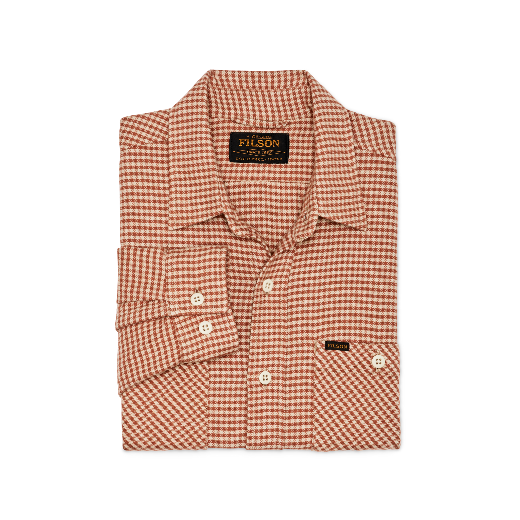 The Rangeland Flannel Shirt - Salmon / Oat Houndstooth - Image 3