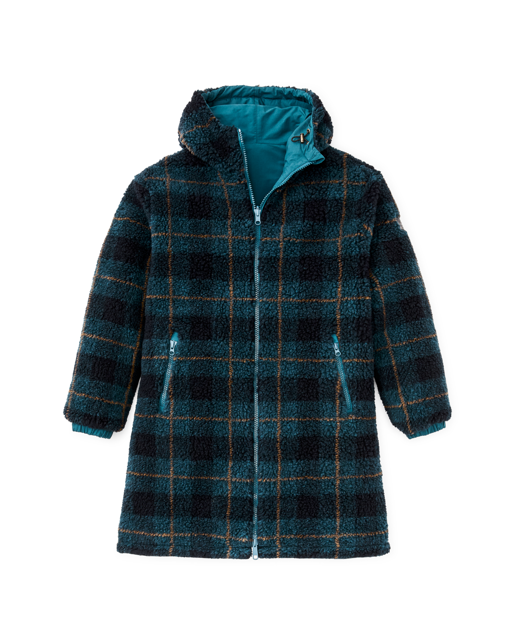 Women's Reversible Woolly Fleece Coat - Dark Teal - Image 9