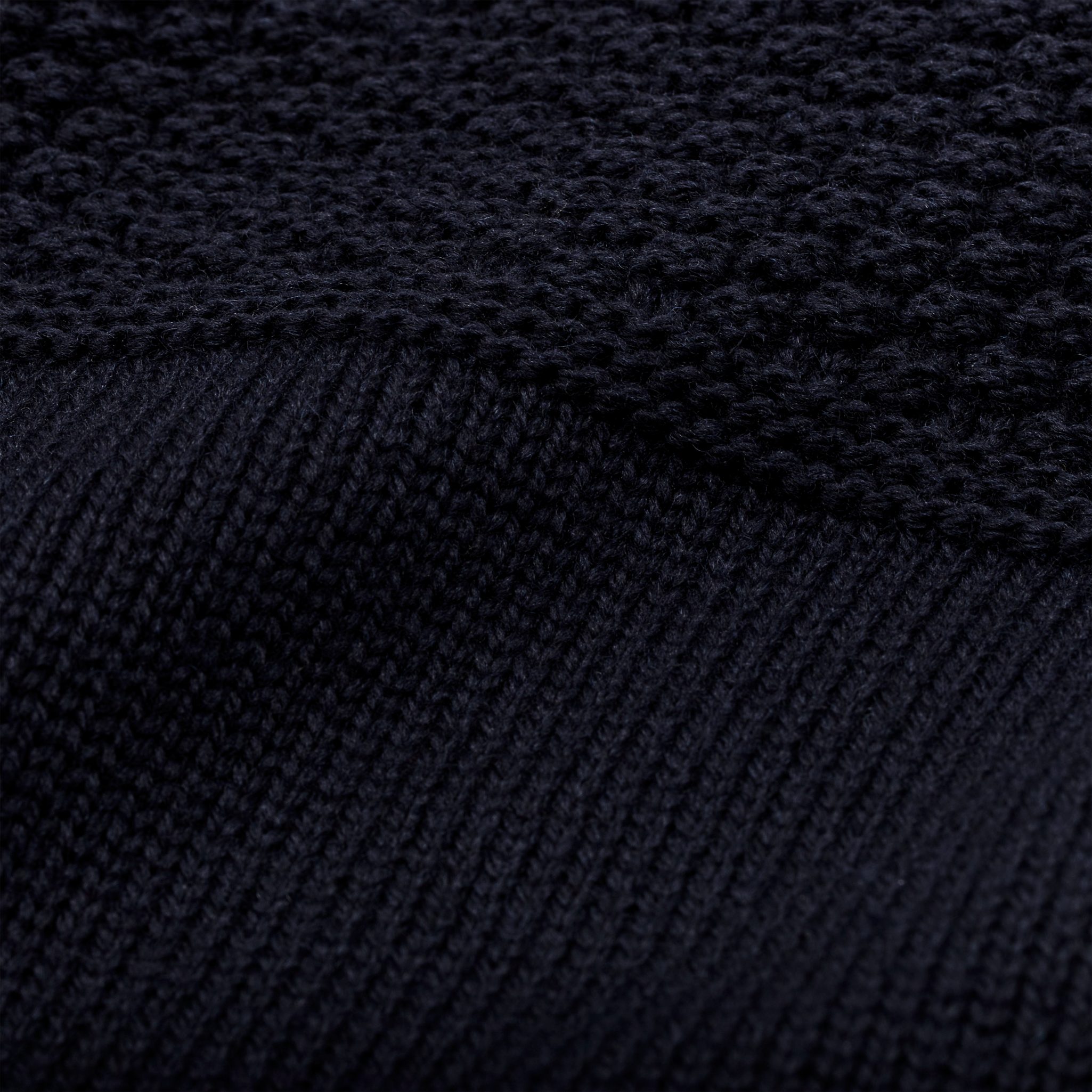 Wool Roll Neck Fisherman's Sweater - Navy - Image 2