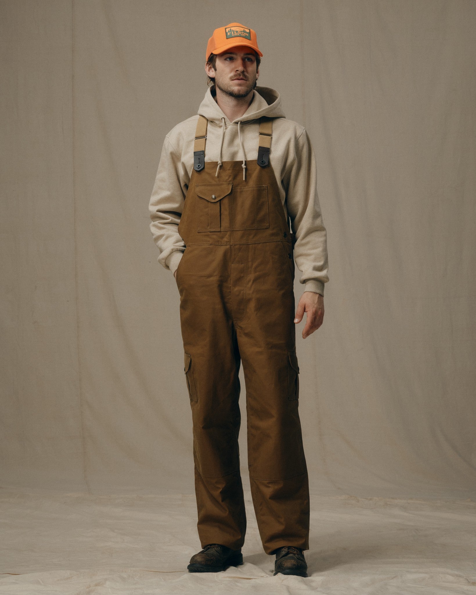 Oil Finish Double Tin Cloth Bibs - Dark Tan