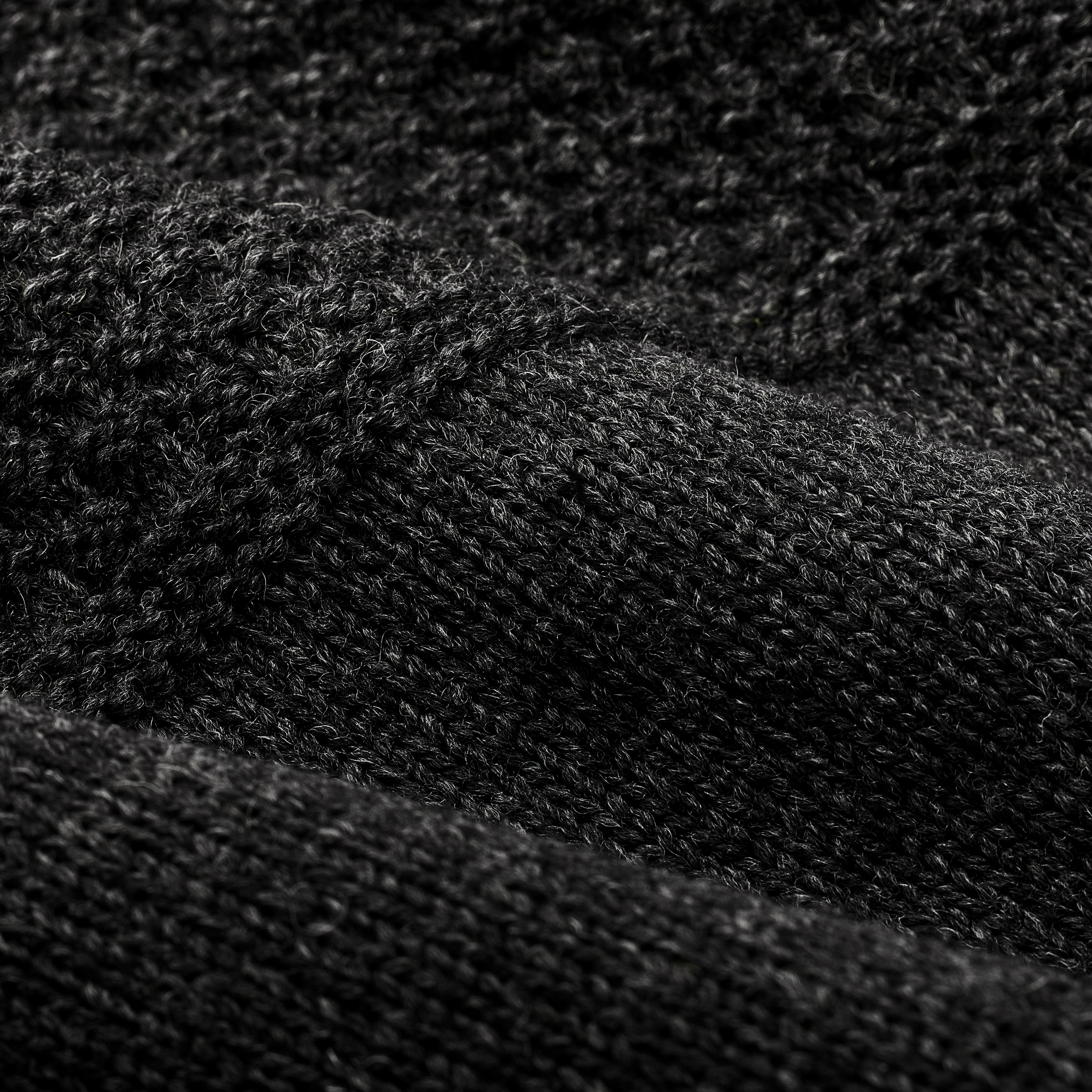 Wool Roll Neck Fisherman's Sweater - Charcoal Heather - Image 2