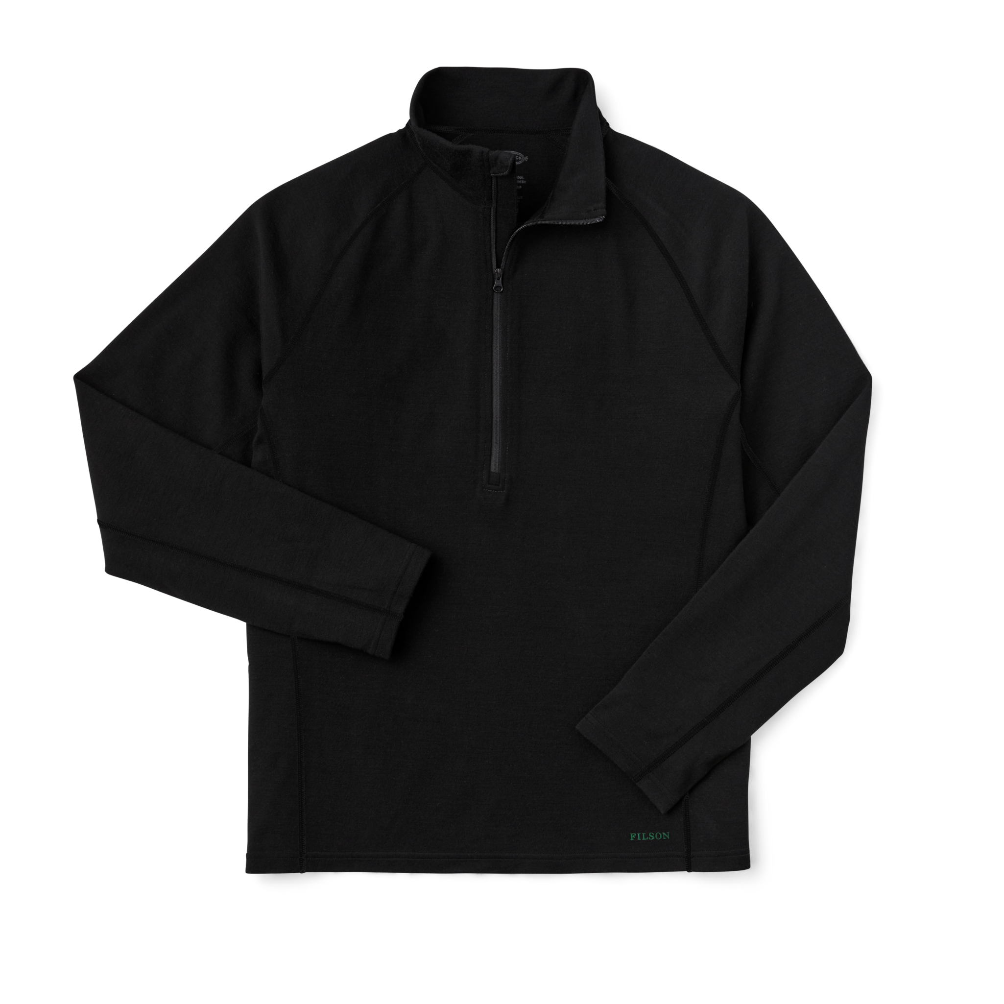 400g Merino Wool Long Sleeve Half-zip - Black