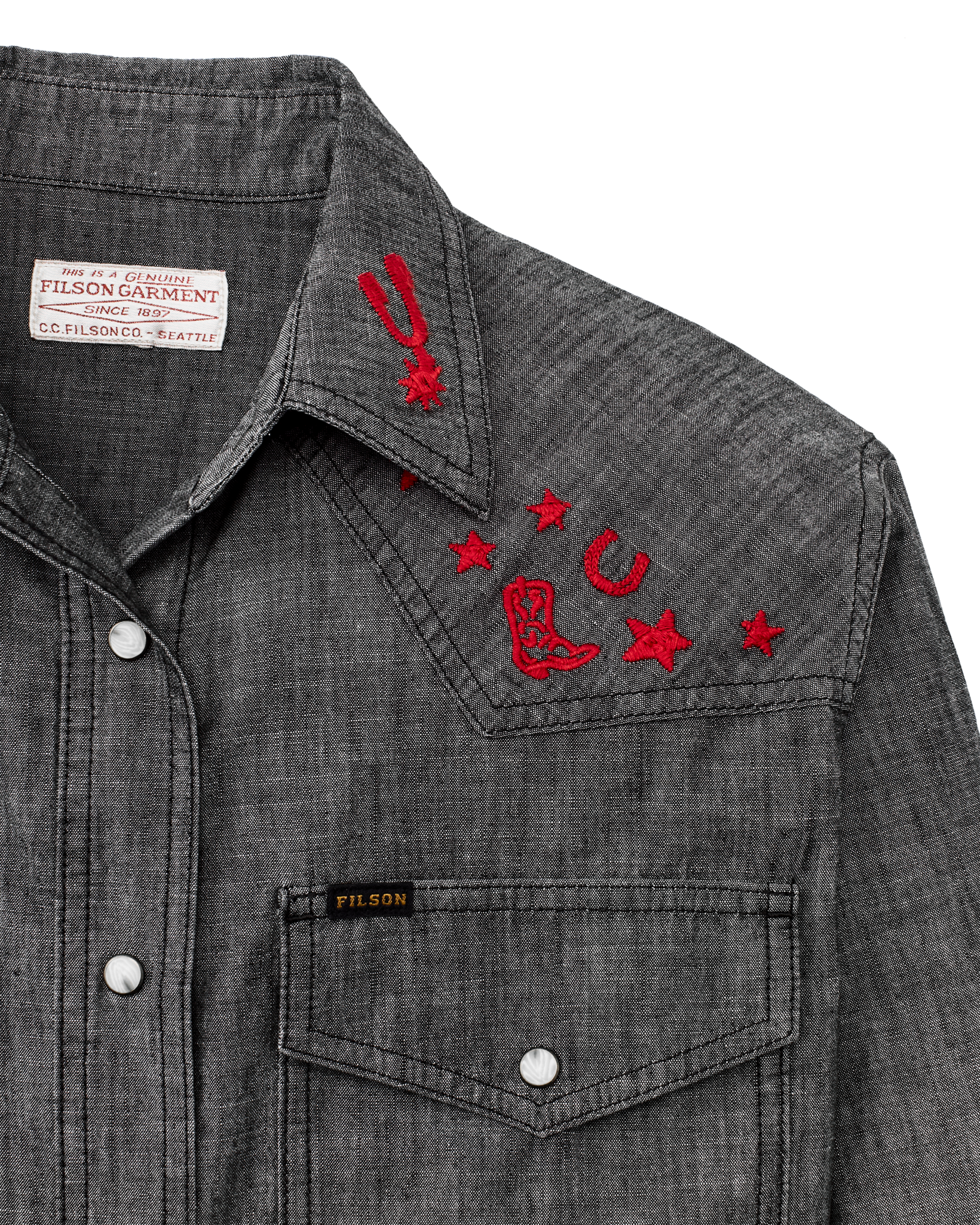 Women's Embroidered Western Shirt - Black Chambray / Western - Image 4