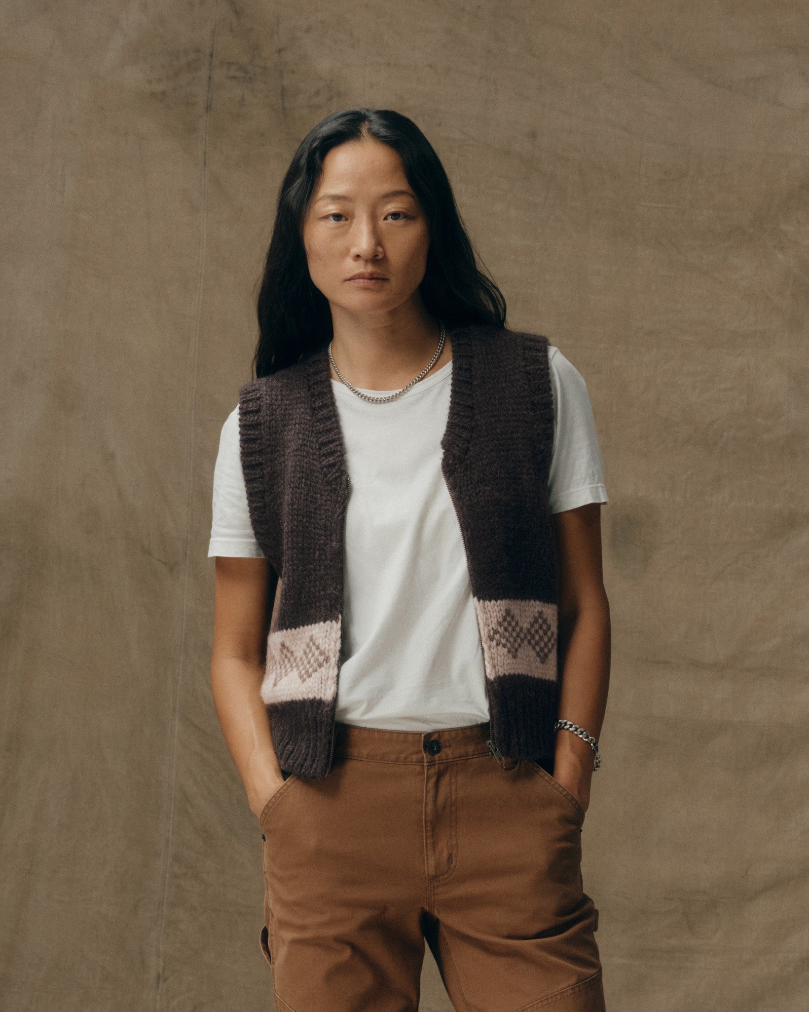 Women's Wool Vest - Dark Brown - Image 2