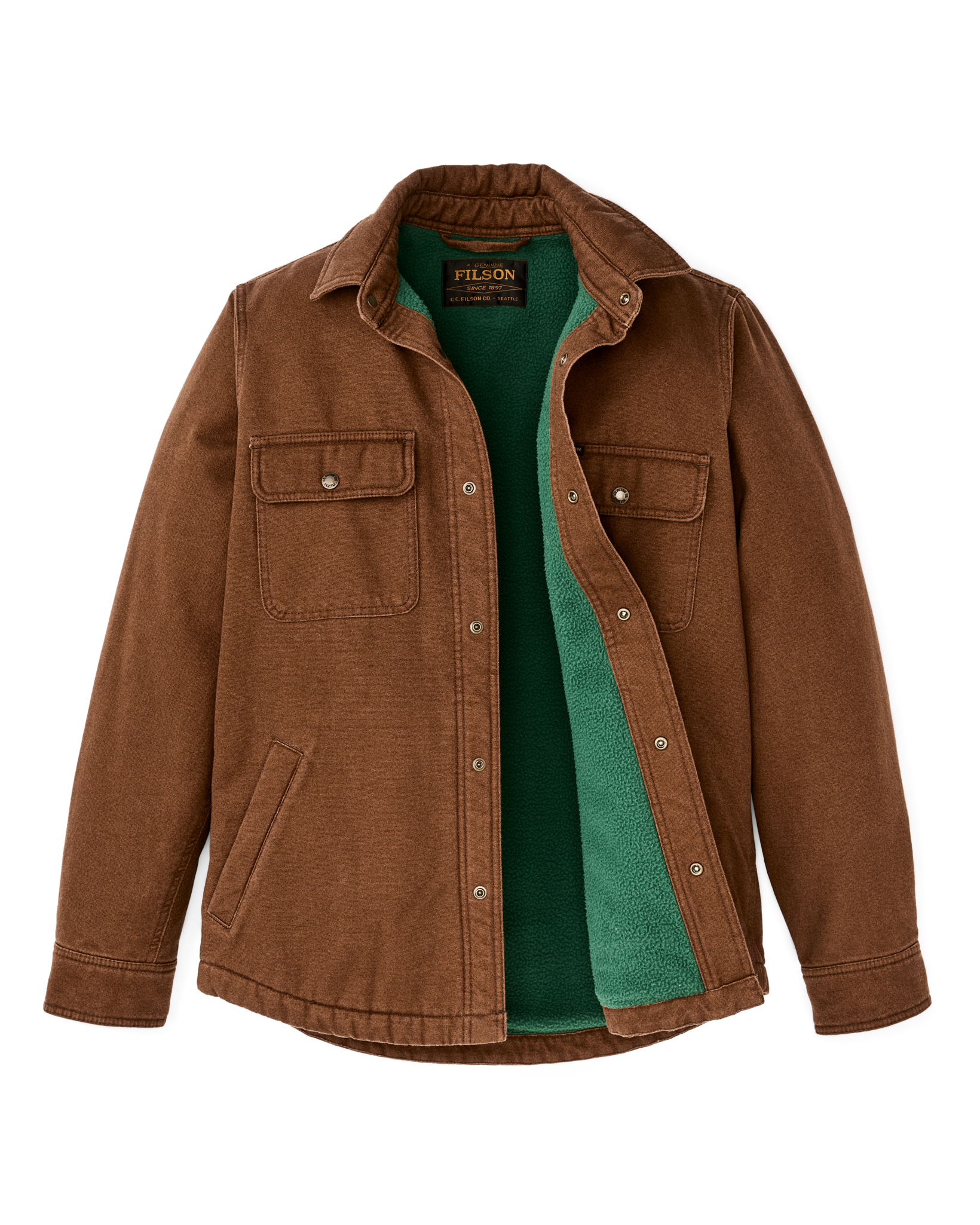 Fleece Lined Jac-shirt - Brown - Image 3