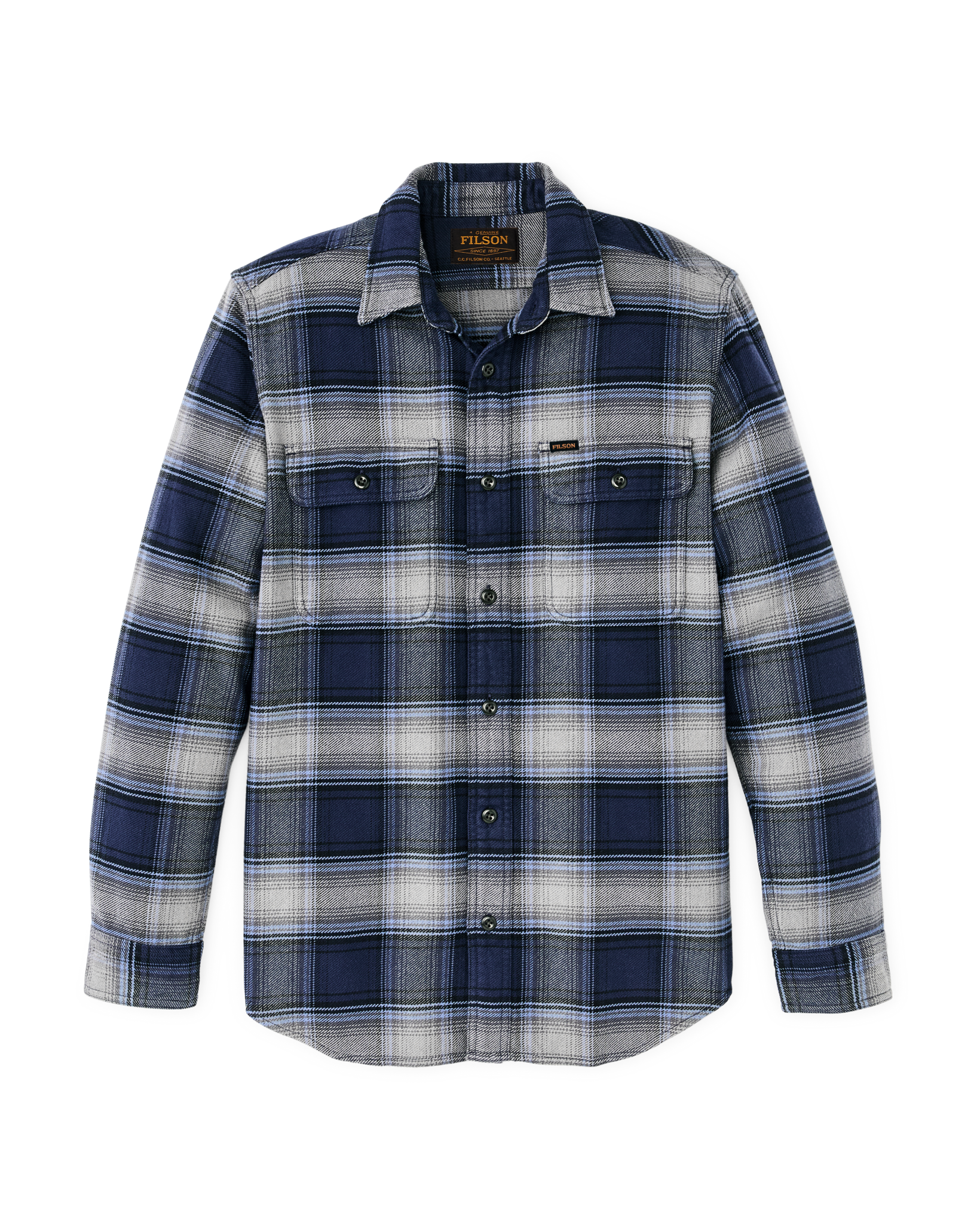 Vintage Flannel Work Shirt - Light Blue / Navy Plaid