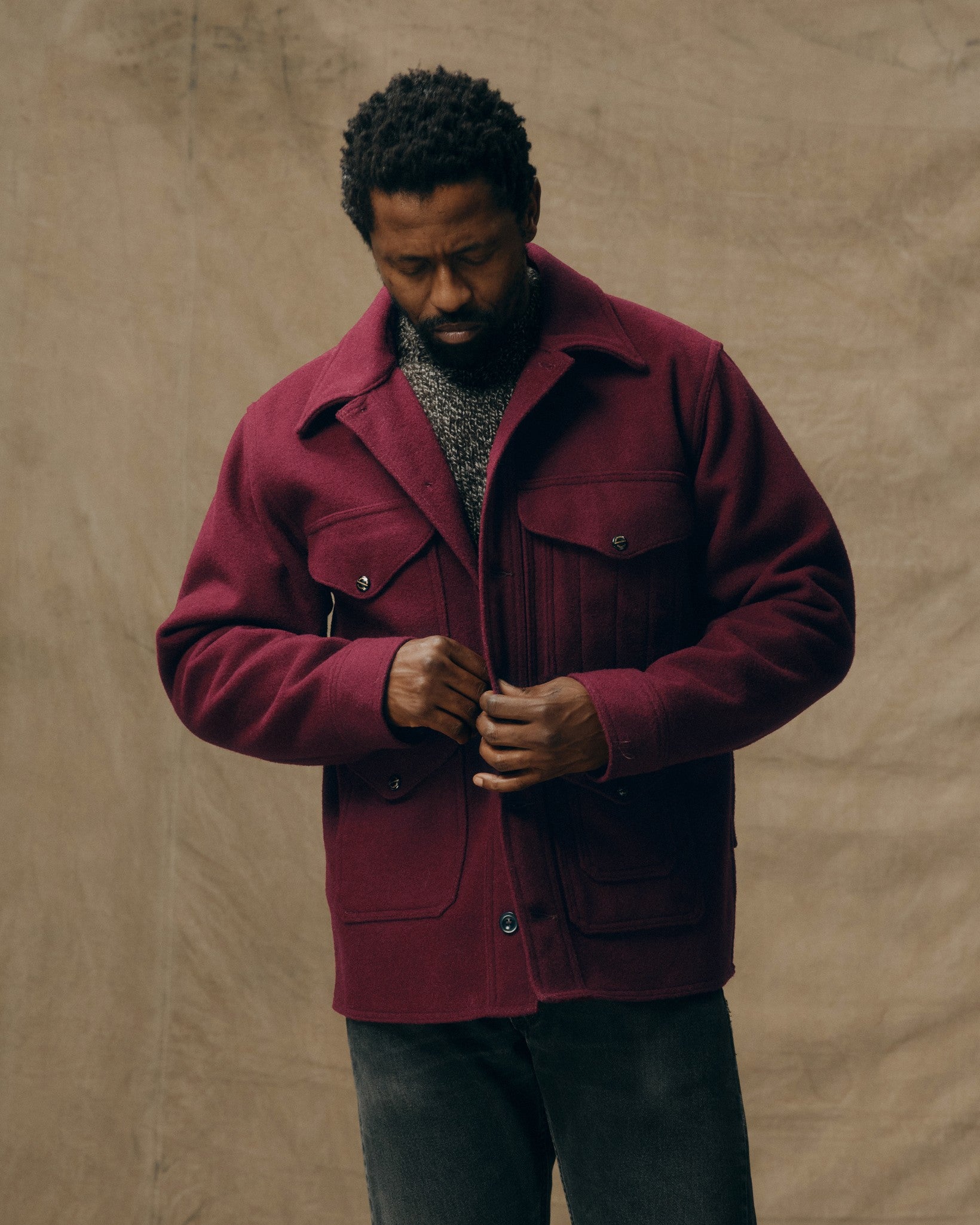 1940s Mackinaw Wool Cruiser Jacket - Wine - Image 3