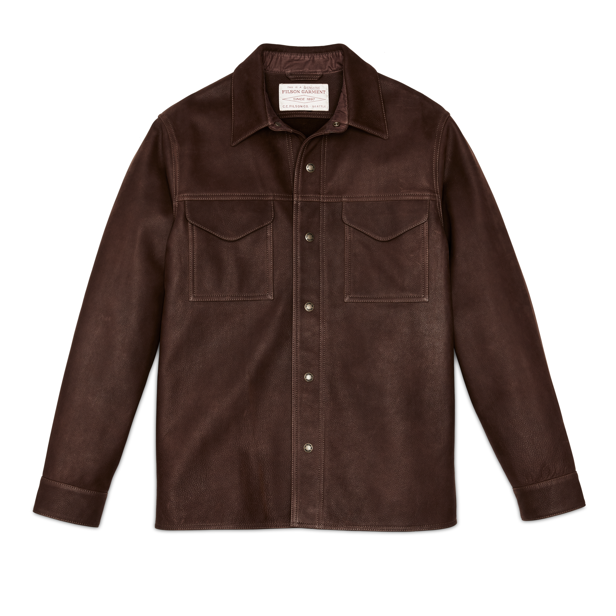 Full Grain Leather Jac-shirt - Brown