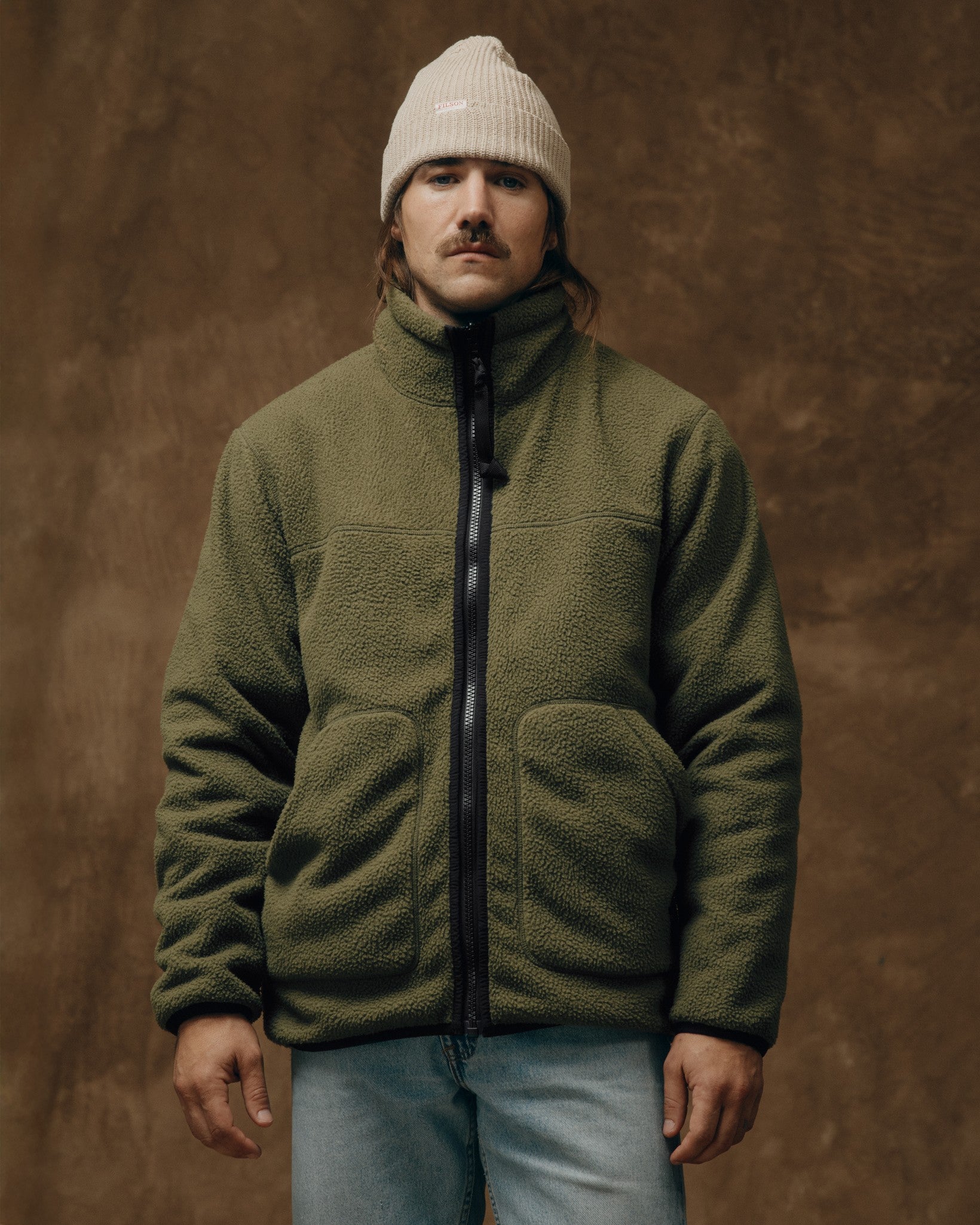 Reversible Pile Fleece Jacket - Dark Olive Drab - Image 3
