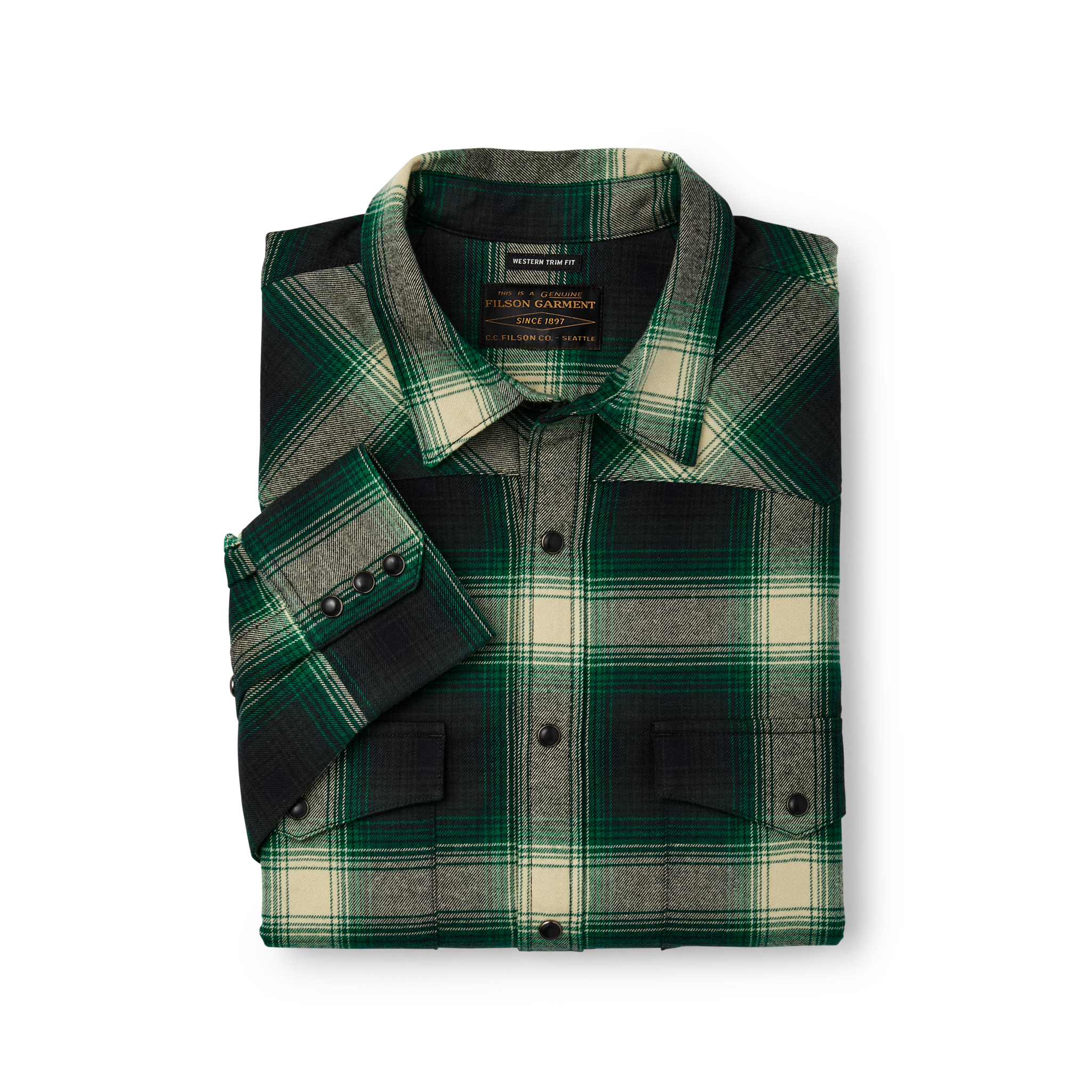 Western Flannel Shirt - Bottle Green Ombre - Image 3